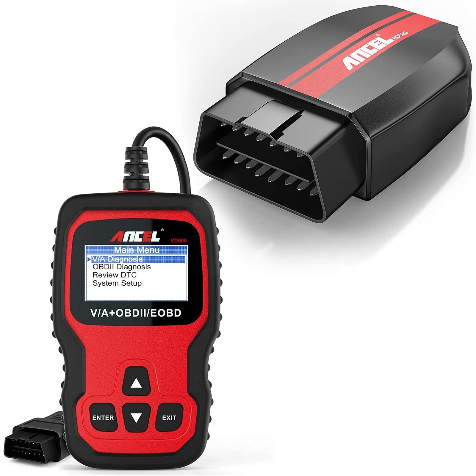 ANCEL VD500 OBD2 Scanner & BD500 Bluetooth 5.0 Diagnostic Tool - Full System Scan for VW, Audi, Skoda, Seat - Car Engine Code Reader for Home & Professional Mechanics Use
