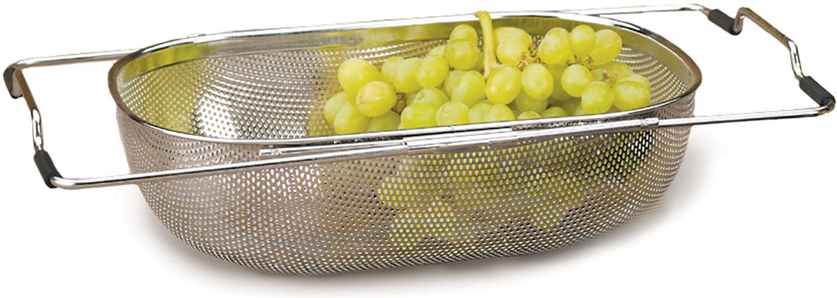 RSVP Stainless Steel Pierced Sink Drainer - Kitchen Sink Strainer for Draining Pasta, Vegetables & Dishes - Perfect for Home & Restaurant Use