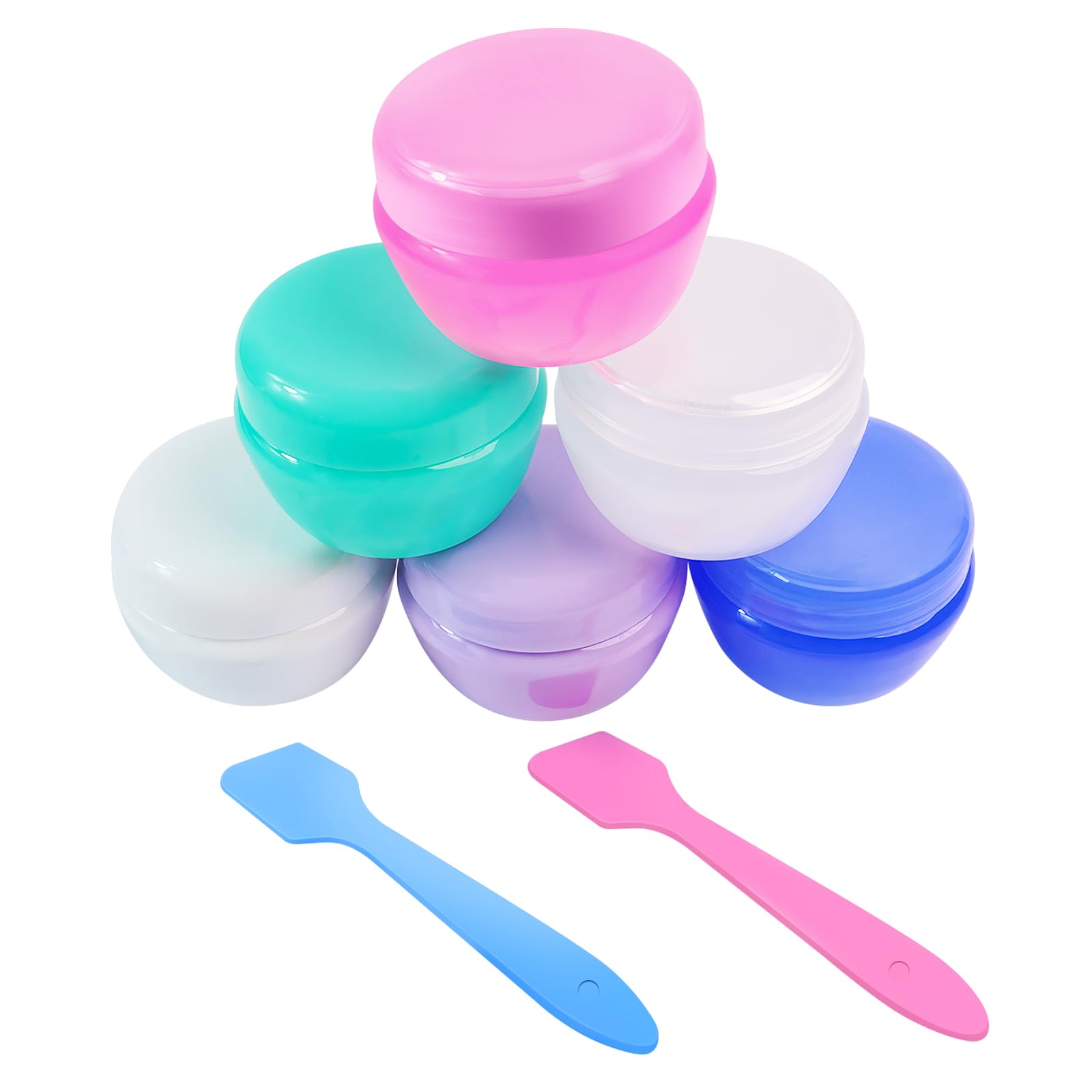 6 Pcs 20ml Small Travel Containers - Leak-Proof Mini Toiletry Bottles for Shampoo, Lotion, Cream & Essential Oils | TSA Approved Compact Containers with 2 Mini Spoons | Perfect for Air Travel, Camping & Gym