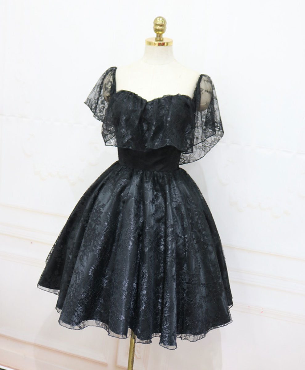 Elegant Black Sweetheart Tulle Short Lace Prom Dress for Homecoming - Perfect for Formal Dances, Parties & Special Occasions