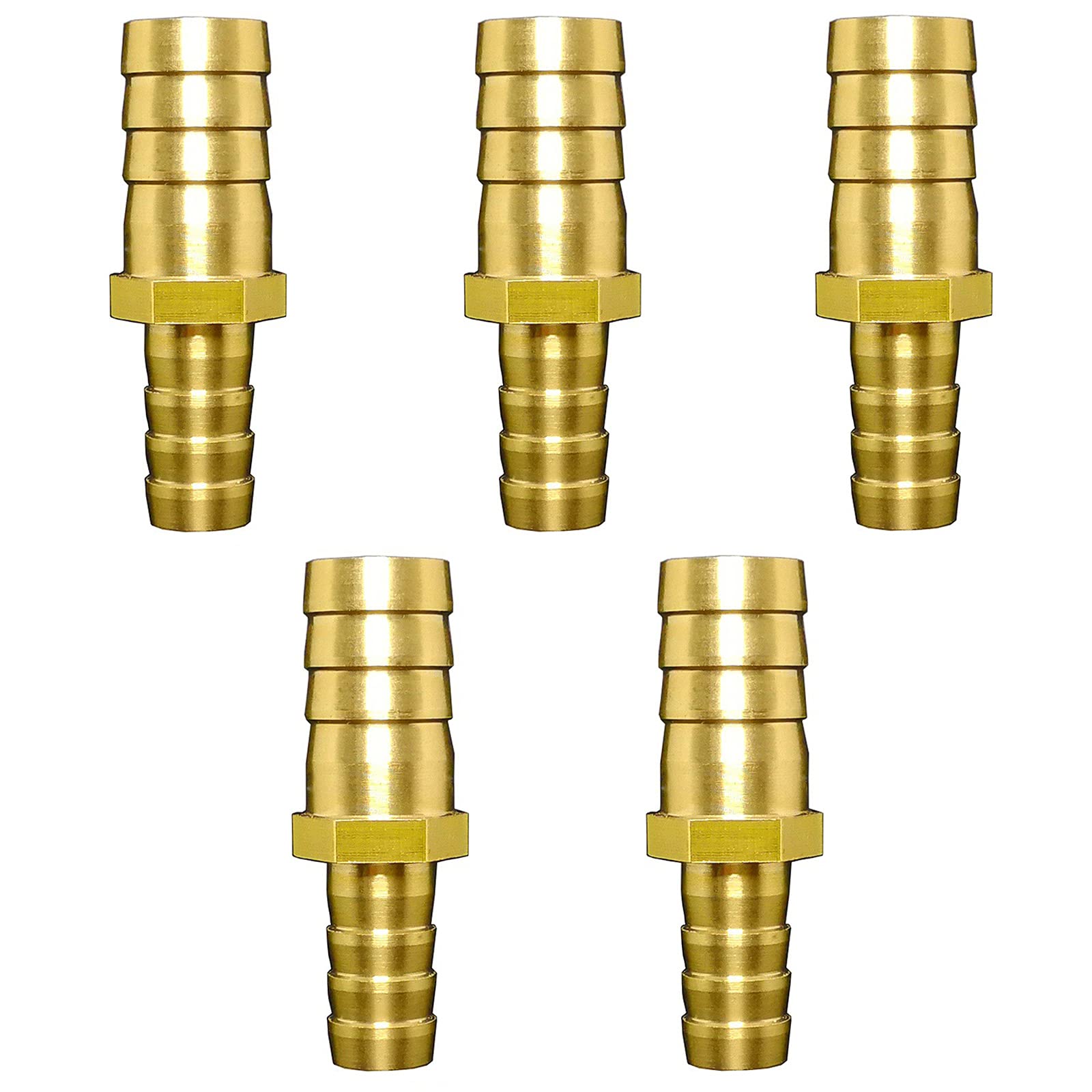 5Pcs Brass Hose Connector - 6.7-9.8mm Barb Fitting for Air/Water/Gas - Plumbing & DIY