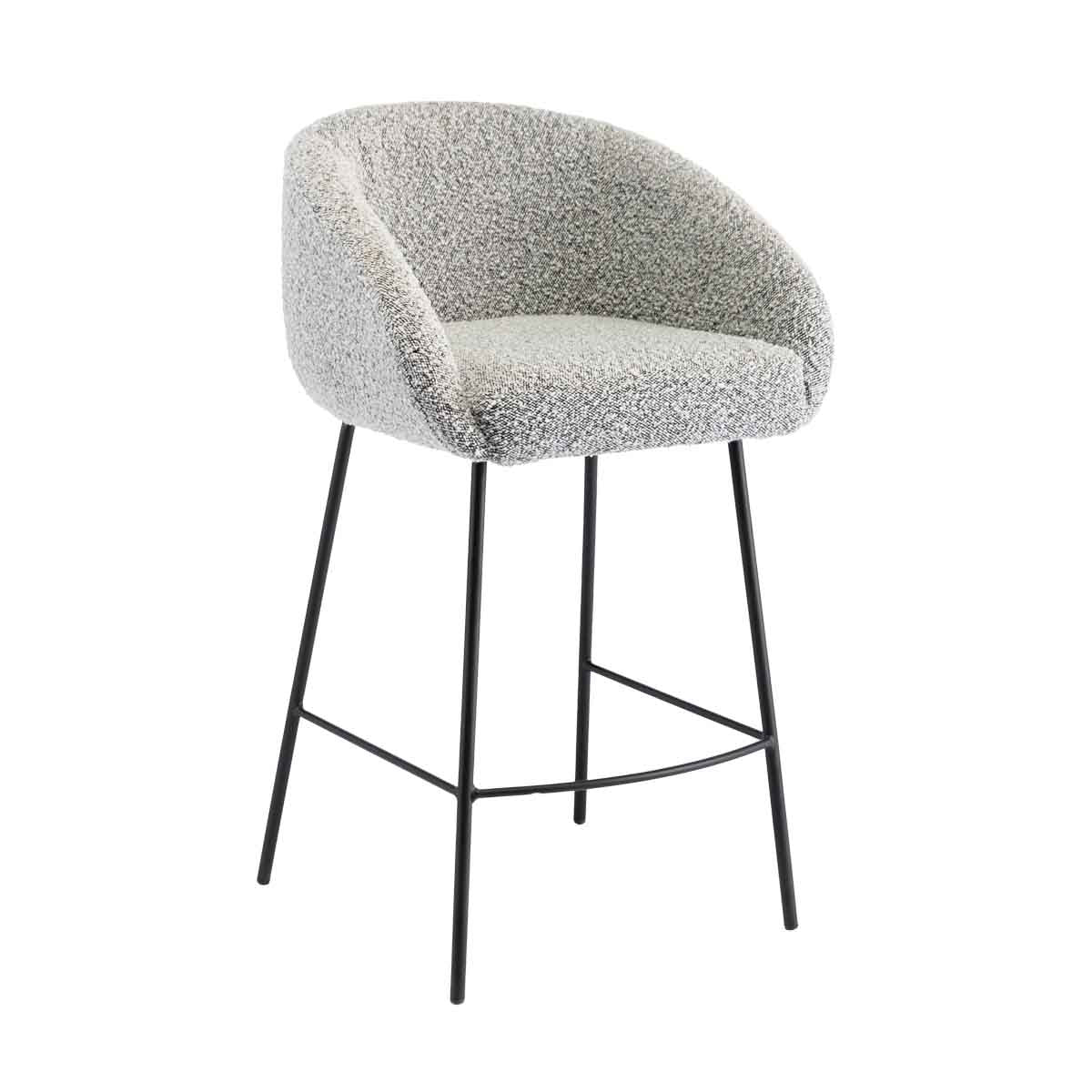 Avalon Boucle Bar Stool - Modern Upholstered Counter Height Stool with Metal Legs - Perfect for Kitchen Island, Breakfast Nook & Home Bar Decor
