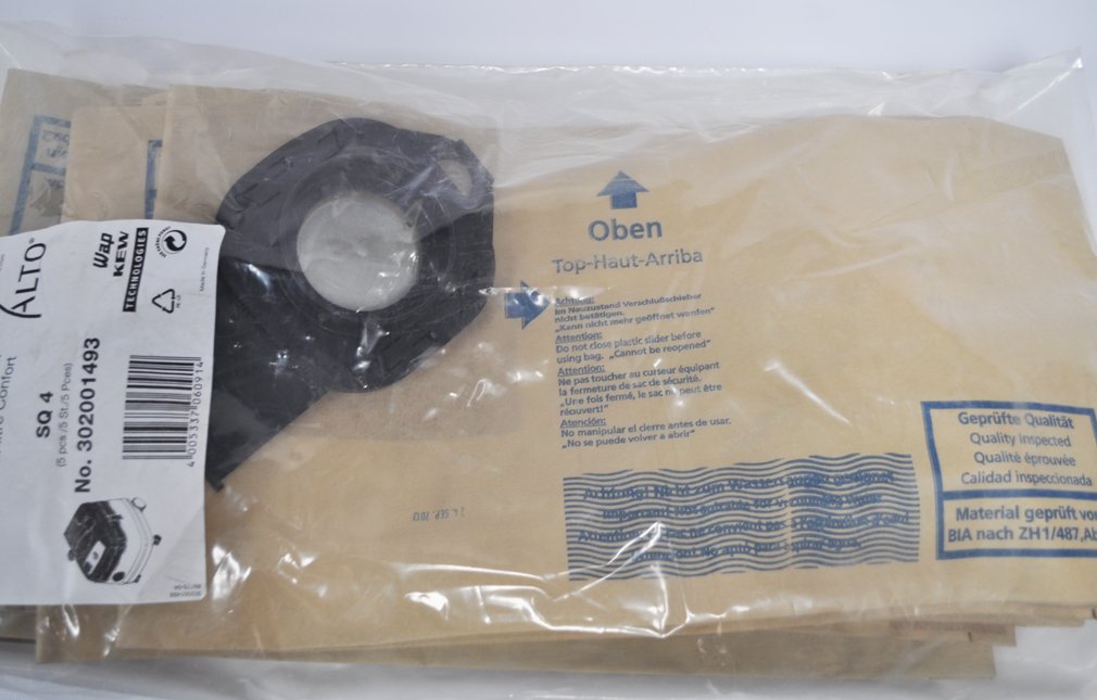 WAP SQ4 ALTO 10 Gallon Vacuum Cleaner Bags - 5 Pack | Compatible with Most 10 Gallon Wet/Dry Vacuums | Ideal for Home Cleaning, Workshop, and Construction Debris
