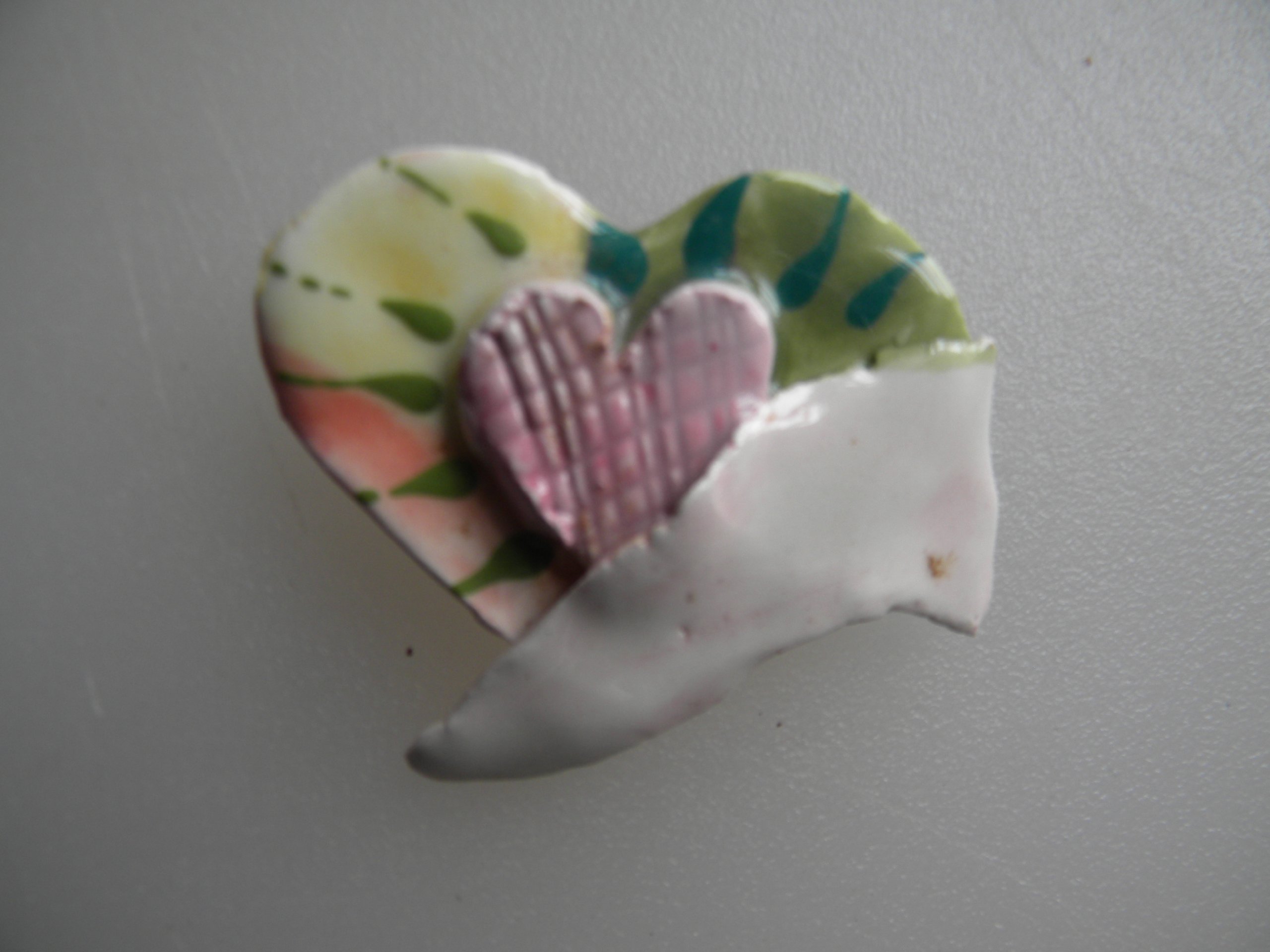 Unique Handmade WhimsiClay 'Flourish Heart' Ceramic Brooch Pin - Perfect for Gifts, Jewelry Accessories & DIY Crafts