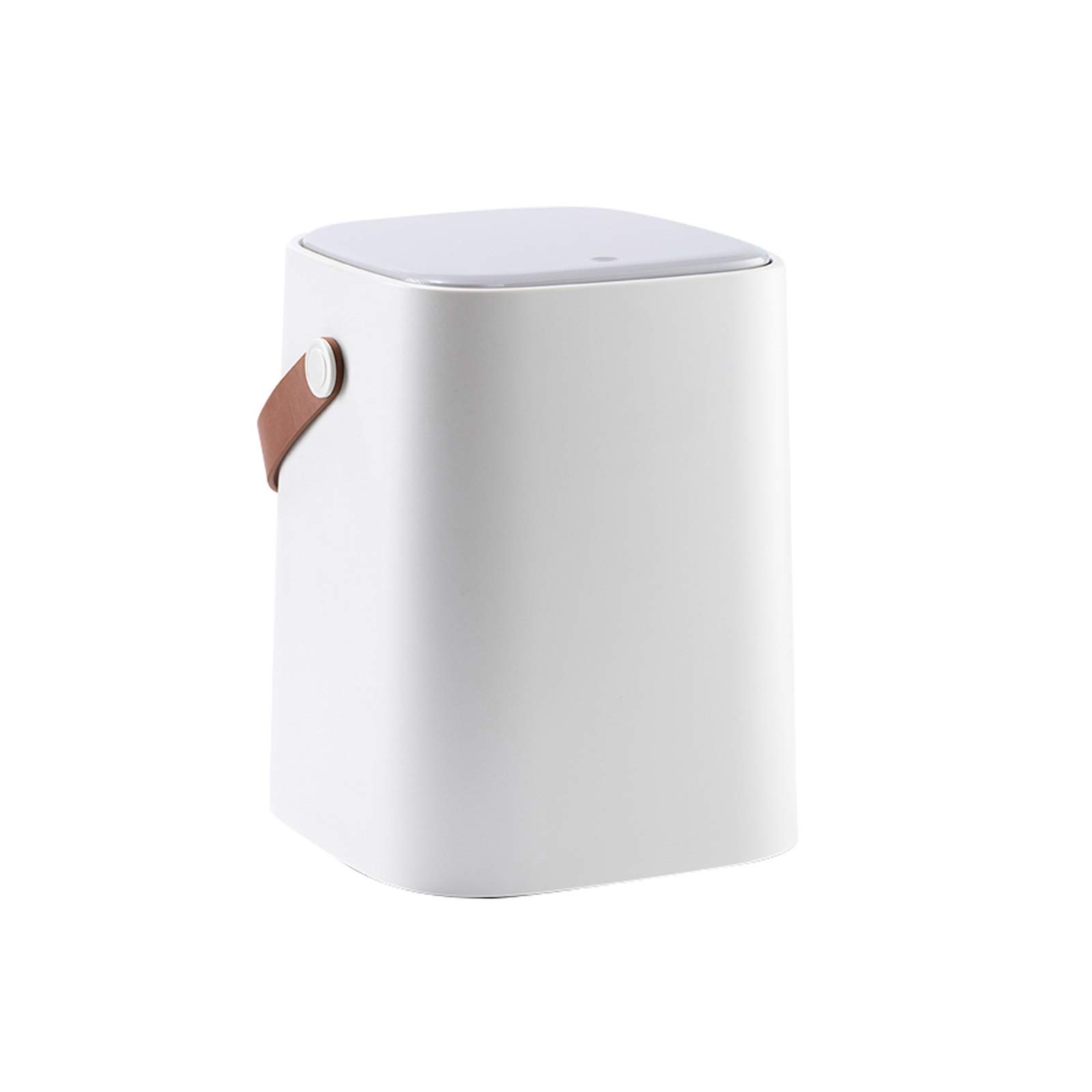 Portable Plastic Trash Can with Lid - Double Layer Waste Bin for Kitchen, Bathroom, Bedroom & Office - Push Top Garbage Can with Toilet Paper Holder - White Household Waste Basket (Ideal for Recycling, Small Spaces & Home Organization)