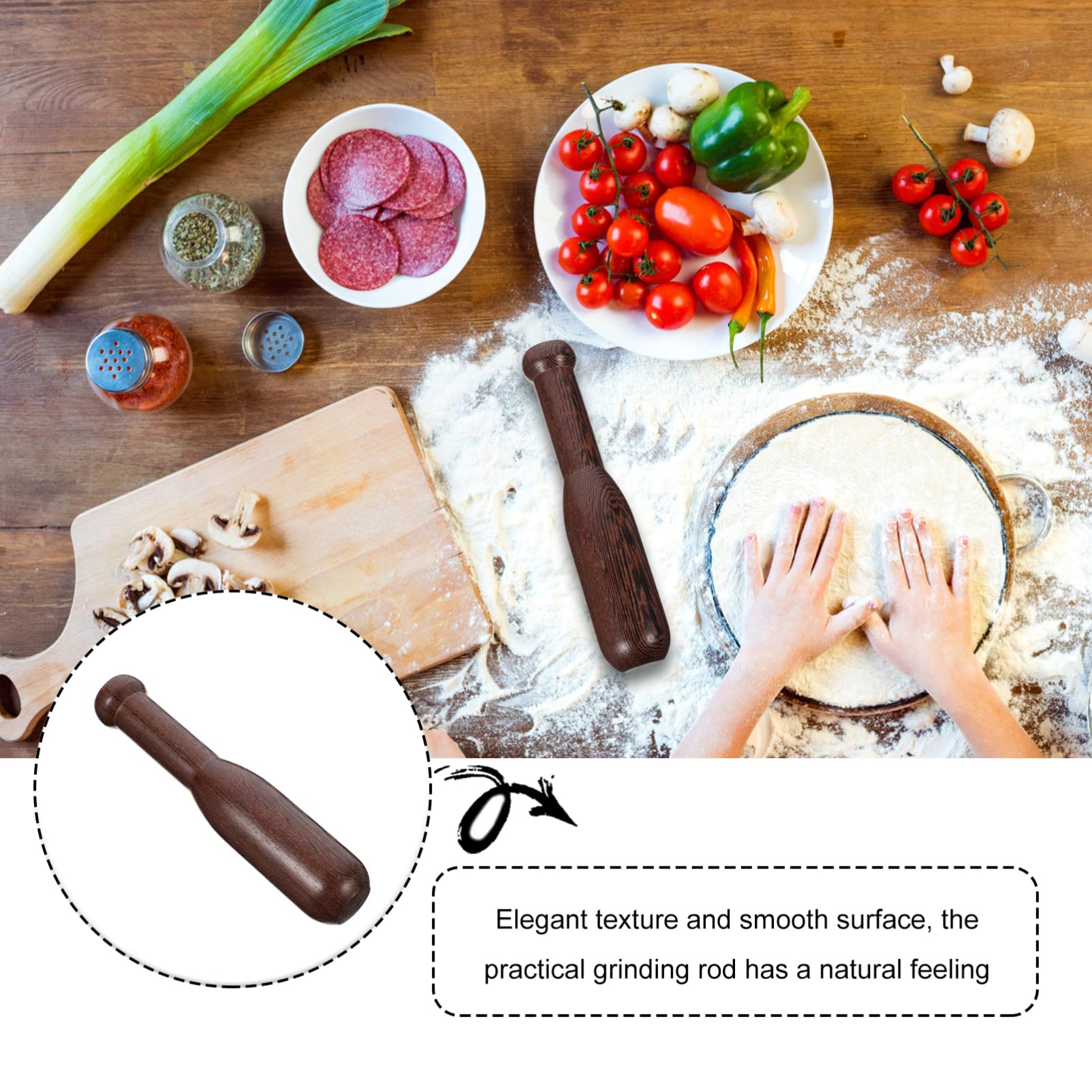1pc Wooden Pestle and Masher - Garlic Crusher, Spice Grinder, Food Muddler - Kitchen Utensil for Grinding & Mashing - Perfect for Guacamole, Herbs, Cocktails & Cooking Accessories