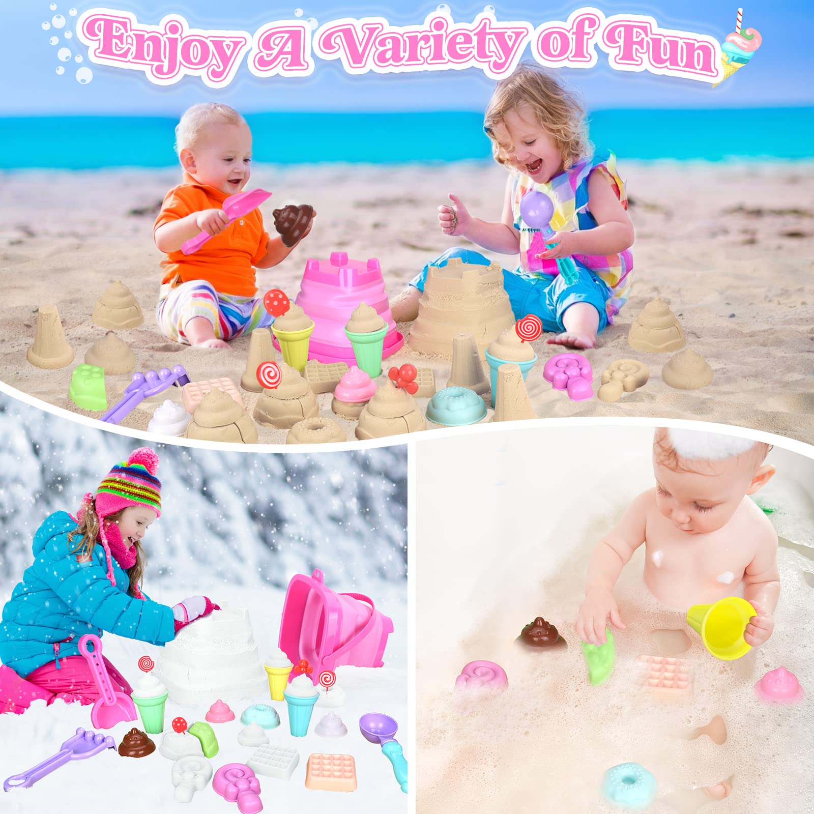 Collapsible Beach Toys Set for Kids & Toddlers - Sand Bucket, Shovels, Mesh Bag & Molds - Portable Travel Sand Toys for Beach, Sandbox, Backyard - Perfect for Ages 3-10 (Boys & Girls) - Great for Summer Vacations, Outdoor Play & Sensory Development