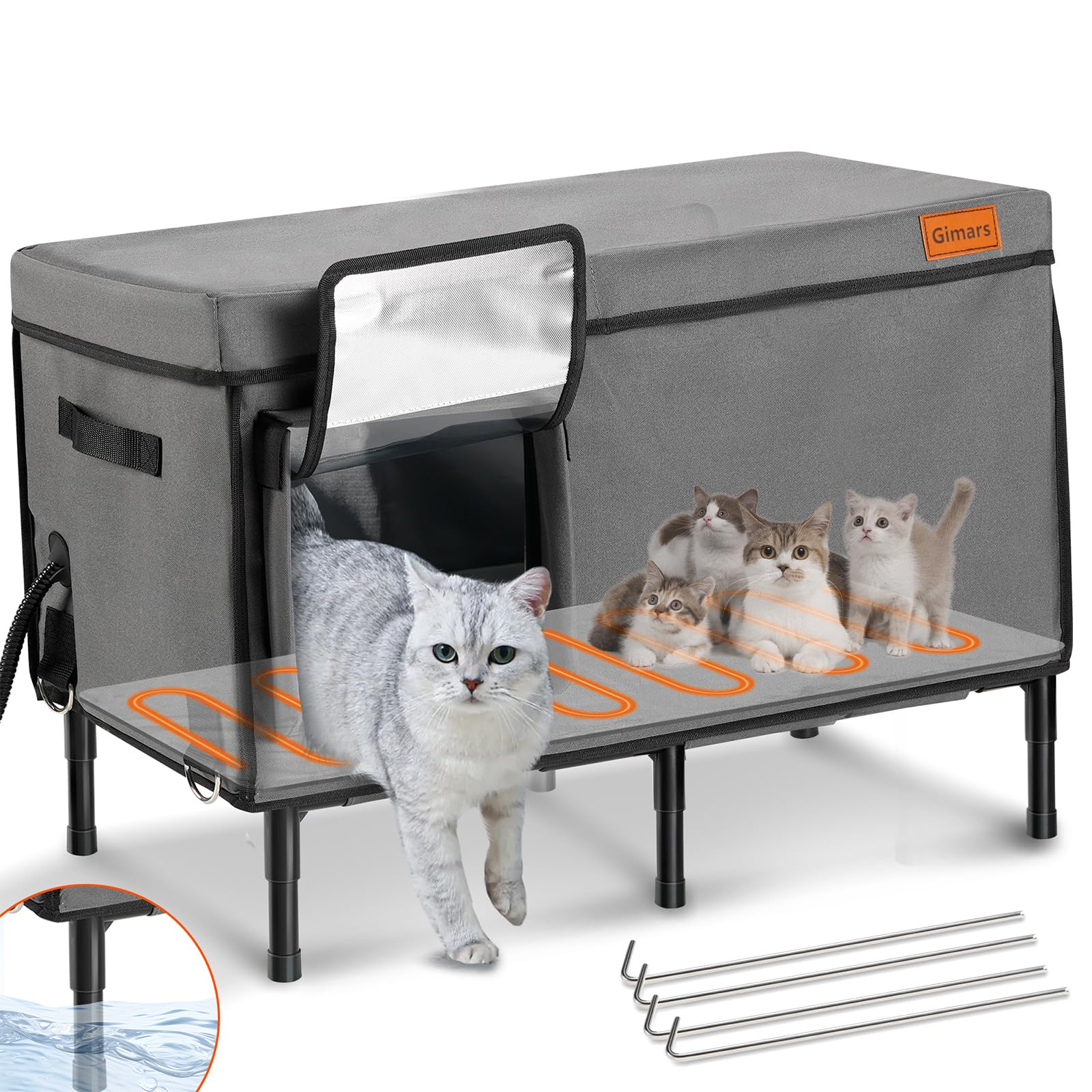 Heated Outdoor Cat House for Winter - Waterproof Insulated Shelter with Heating Pad, 5.1