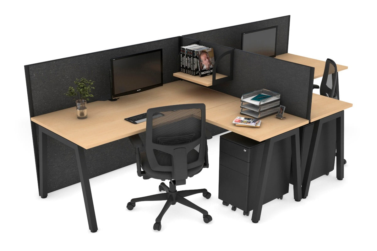 Quadro A Legs 2-Person Corner Workstation T Configuration [1600L x 1800W with Cable Management] - Perfect for Office & Home Workspaces