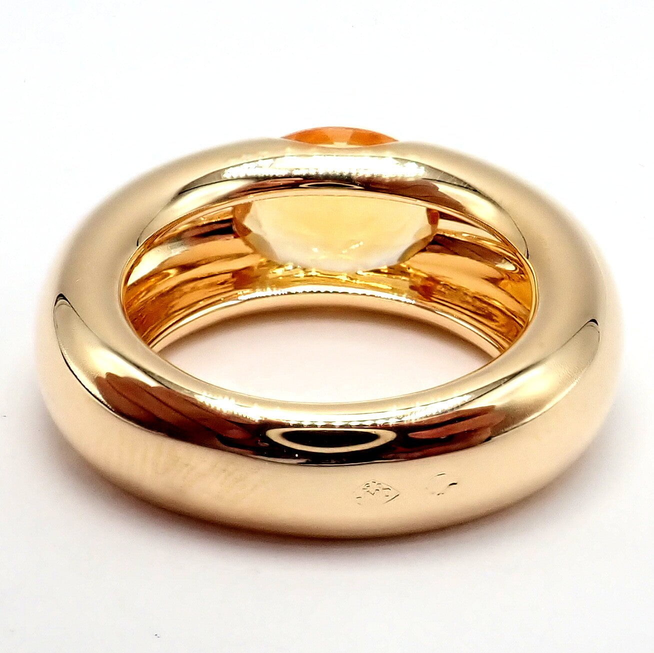 Authentic Cartier 18K Yellow Gold Citrine Wide Large Ellipse Band Ring Size 5.5 - Luxury Jewelry for Women, Perfect for Weddings, Anniversaries & Special Occasions