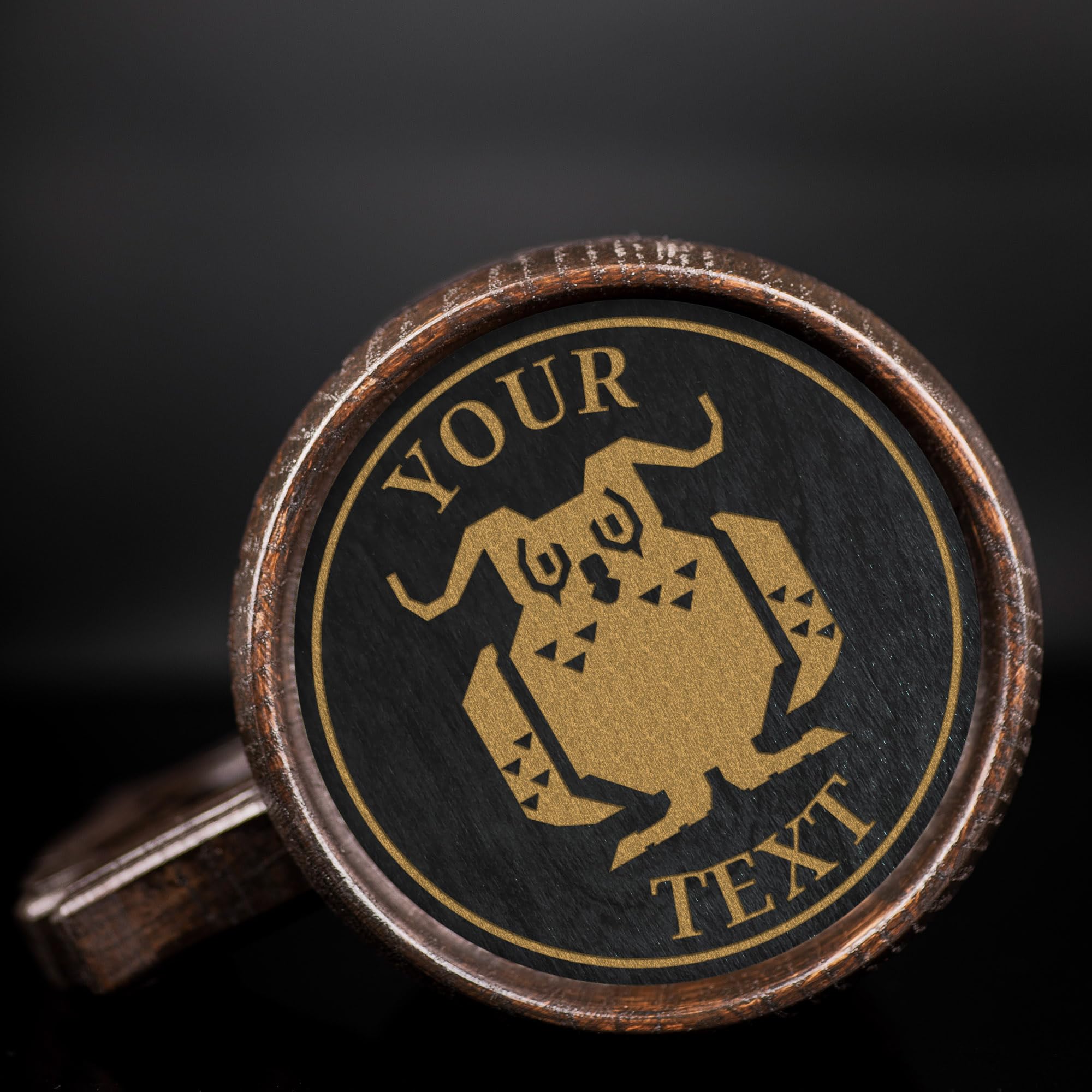 MHW World Wilds Malfestio Custom Beer Mug - Personalized Stein & Wooden Tankard - Unique Gamer Gift for Men, Dad, Father - Perfect for Anniversary, Birthday & Wedding - Great for Gaming Parties & Collectors Display