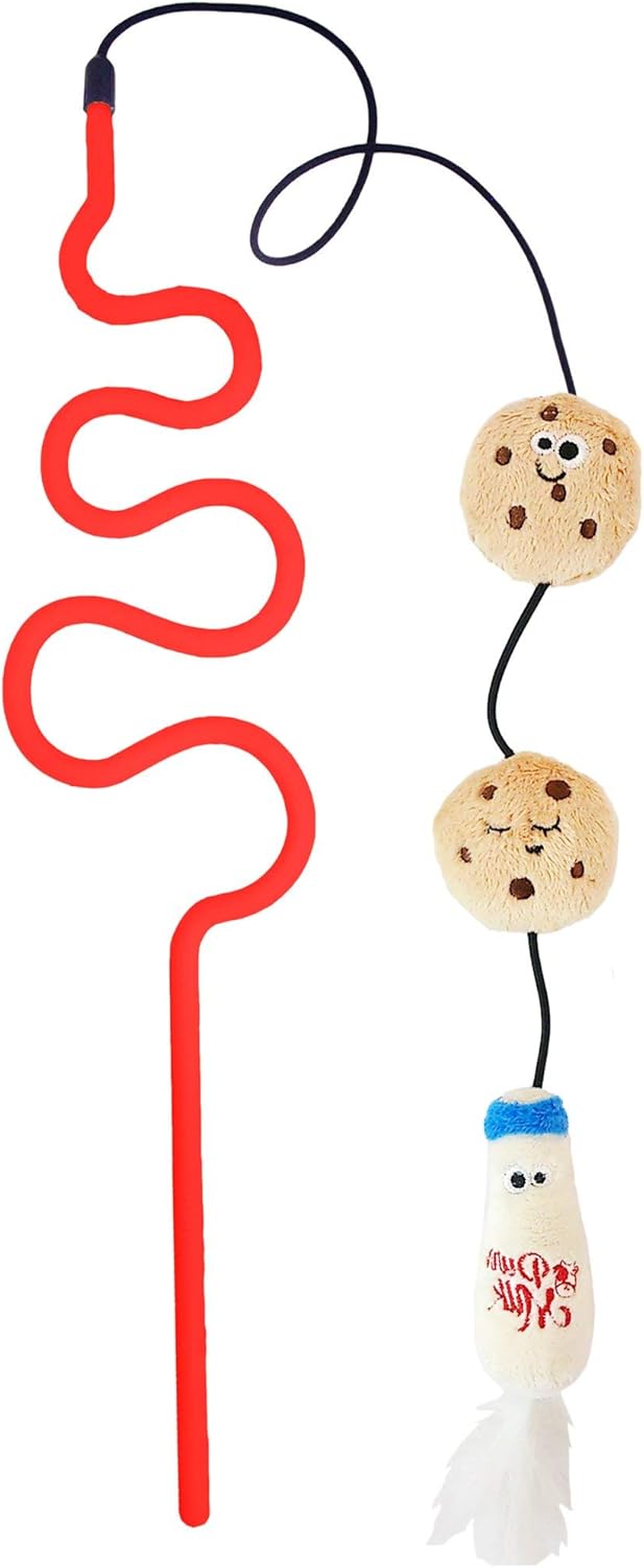 Mad Cat Cookies and Milk Wand - Interactive Cat Toy for Playtime, Exercise & Bonding - Perfect for Indoor Cats, Kittens & Playful Pets - Great for Training, Enrichment & Fun at Home