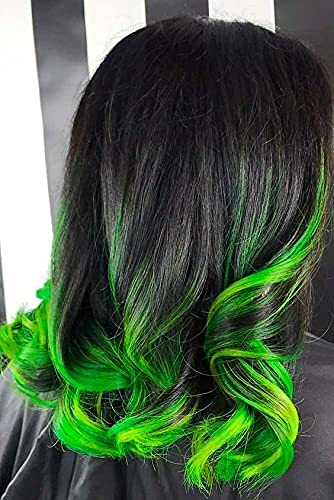 Vibrant Dark Green Hair Streak Extensions for Women & Girls - Clip-in Colored Hair Highlights (Set of 2) | Perfect for Parties, Cosplay & Everyday Styling