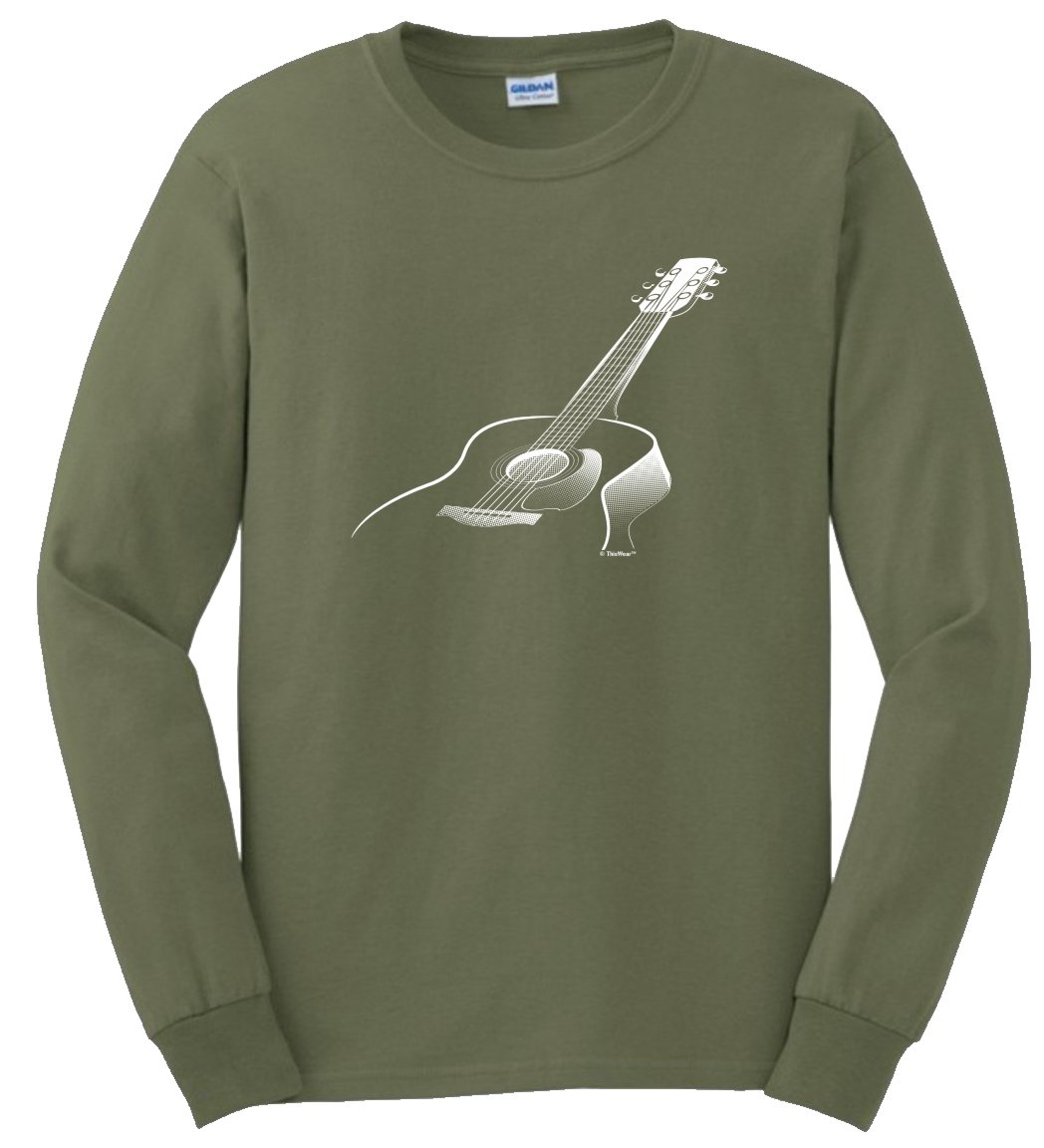 ThisWear 3D Acoustic Guitar Music Lover T-Shirt for Men & Women - Cool Band Tee Long Sleeve Shirt - Perfect Gift for Musicians, Guitarists & Music Fans - Great for Concerts, Gigs & Casual Wear