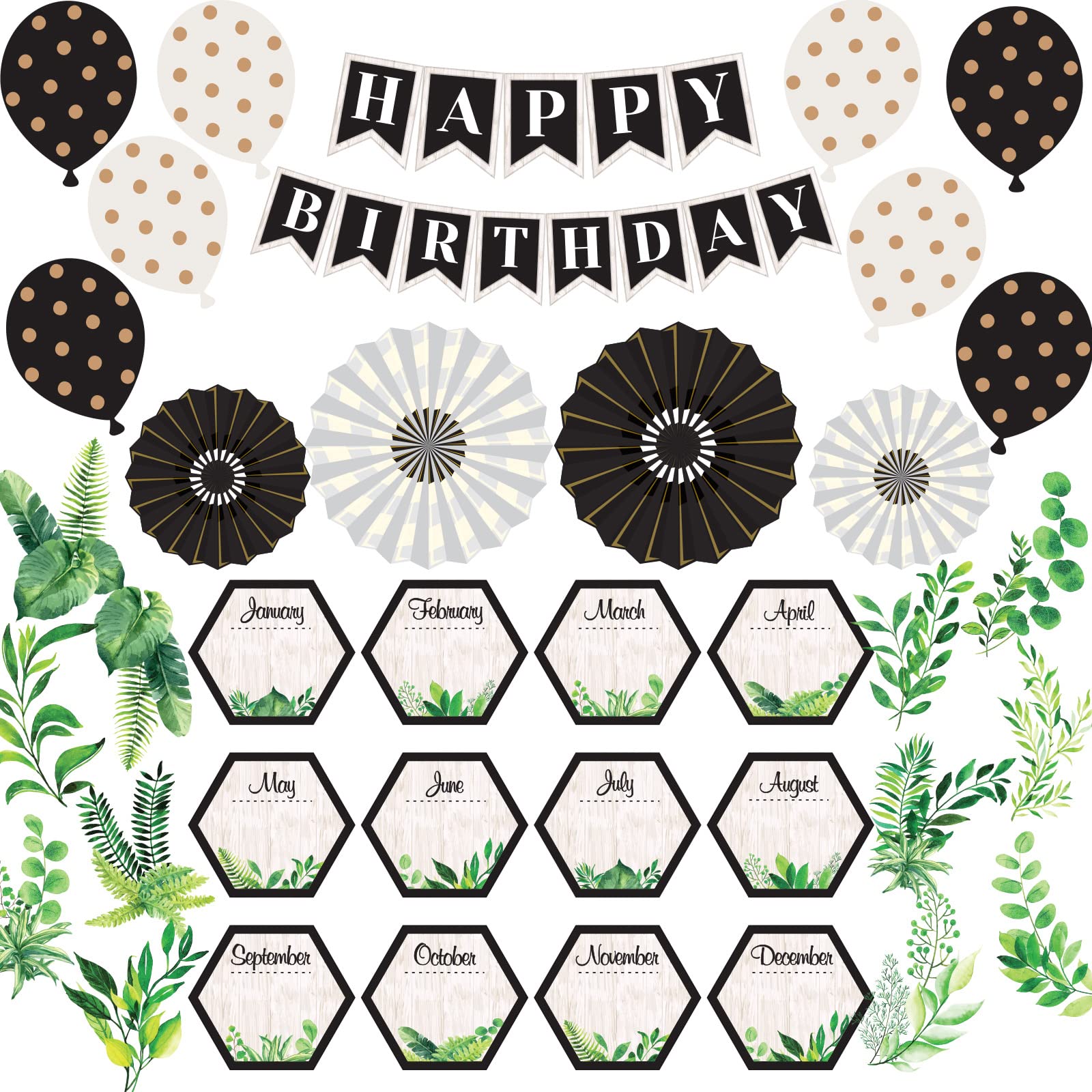 Boho Happy Birthday Bulletin Board Set - Birthday Party Decorations for Classroom, Calendar & Bulletin Boards - Perfect for School, Office & Home Celebrations