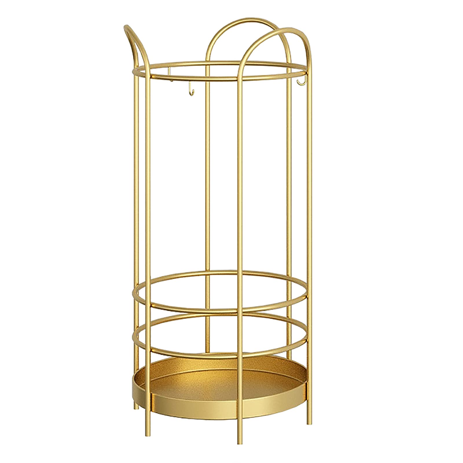 Wrought Iron Art Umbrella Stand with Drip Tray & Hook - Elegant Entryway Umbrella Holder for Home & Office Décor (Gold/White/Black) | Perfect for Hallway, Foyer & Porch Organization