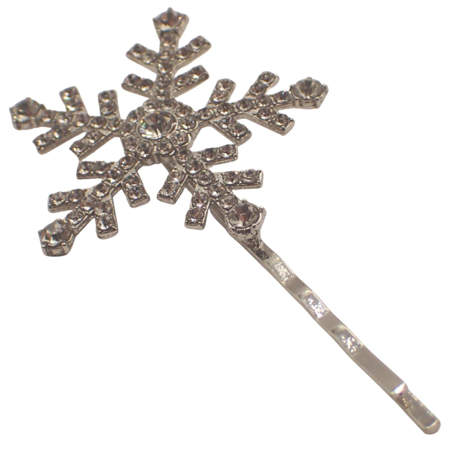 Topkids 2-Piece Rhinestone Christmas Hair Clips for Women & Girls - Silver Snowflake Hair Slides, Bridal & Wedding Hair Accessories - Perfect for Holidays, Parties & Special Occasions