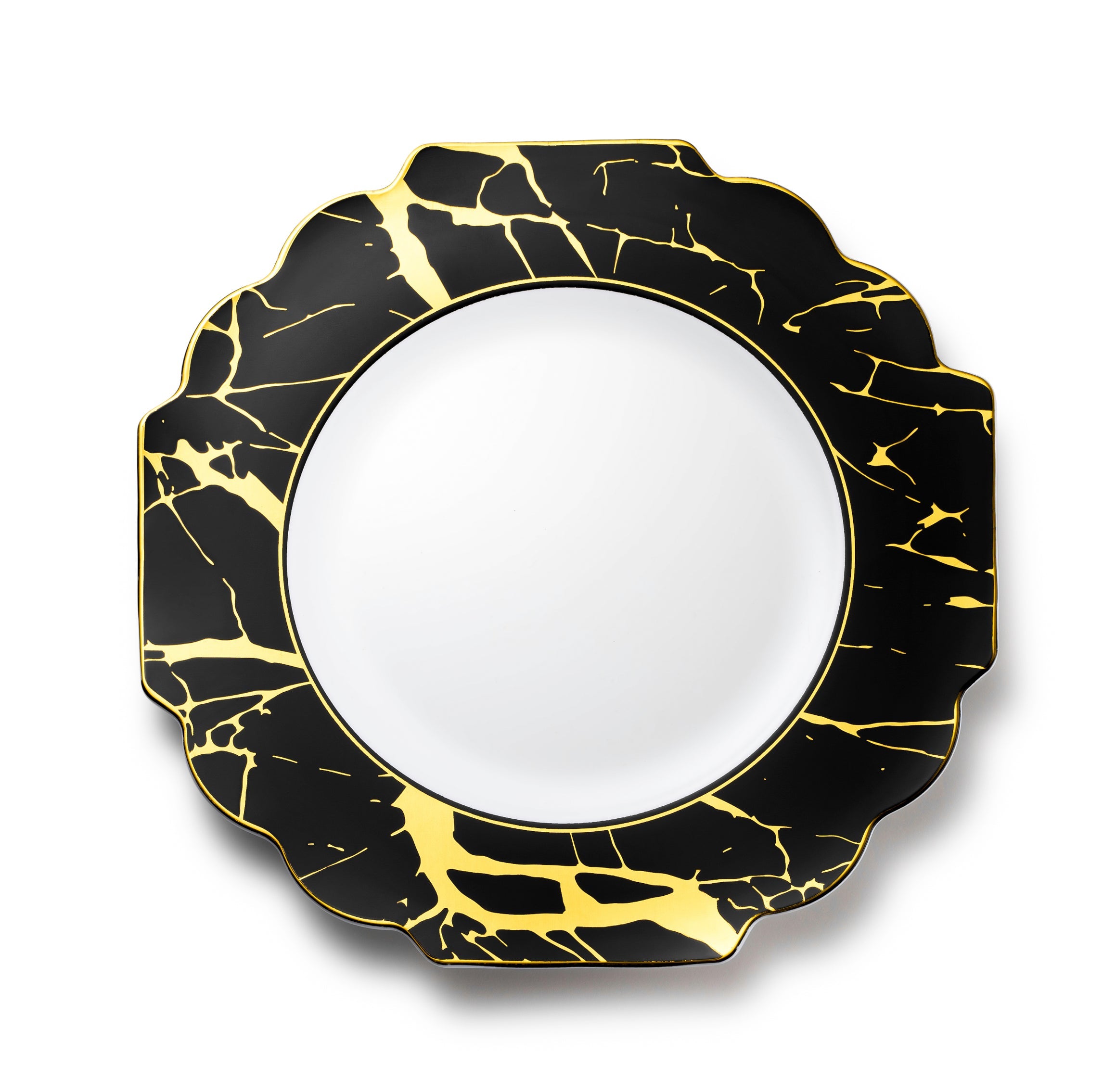 10-Pack Black & Gold Marble Plastic Plates - Elegant Disposable Dinnerware for Parties, Weddings & Events - BPA-Free Durable Plates for Home, Catering & Outdoor Use