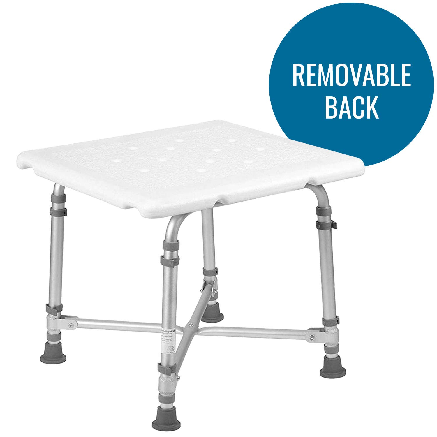 DMI Adjustable Height Shower Chair for Elderly & Disabled - 500lb Weight Capacity Aluminum Bath Seat with Plastic Seat for Tub or Shower - FSA/HSA Eligible White Bath Bench (Perfect for Seniors, Post-Surgery Recovery & Safe Bathing)