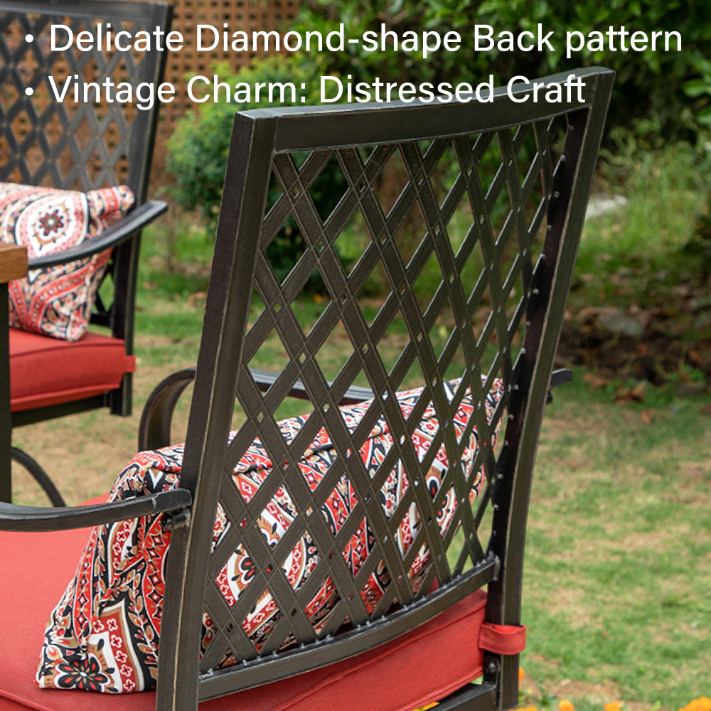 PHI VILLA Bohemian Style Steel Swivel Outdoor Bar Stools Set with Cushions - Patio, Garden & Poolside Seating for Backyard, Deck & Outdoor Entertaining