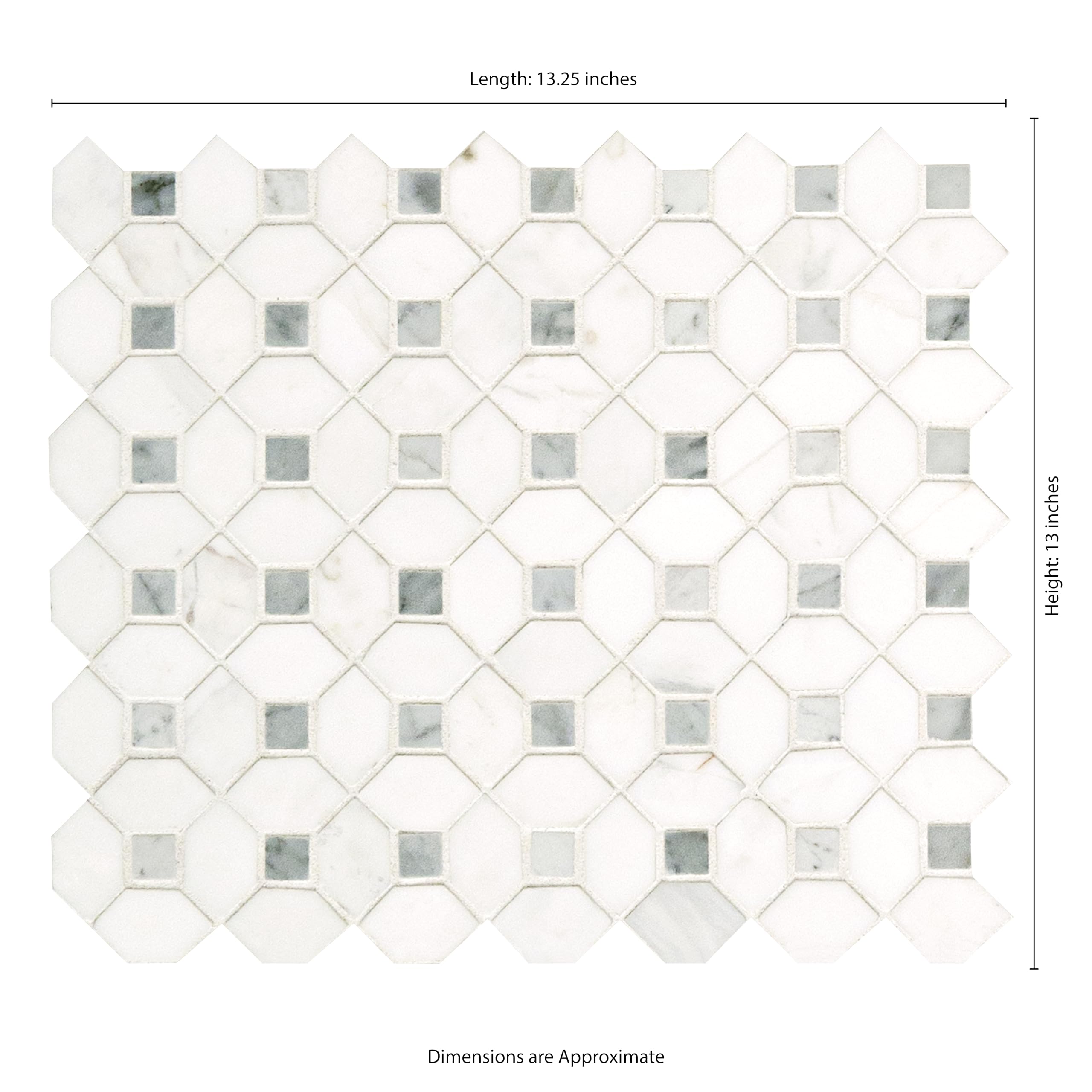 MSI Bianco Dolomite Dotty Polished Marble Mosaic Tile - 12x12 Inch Mesh-Mounted for Kitchen Backsplash, Bathroom Wall, Shower Tile & Accent Wall - Elegant Natural Stone Design for Home Renovation and Interior Decor