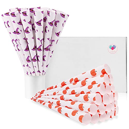 50 Pack Premium Cotton Candy Cones - Multicolor Paper Cones for Cotton Candy Machines & Candy Floss Sugar - Halloween Party Supplies & Trick-or-Treating - Perfect for Birthday Parties, Carnivals, and Festive Events