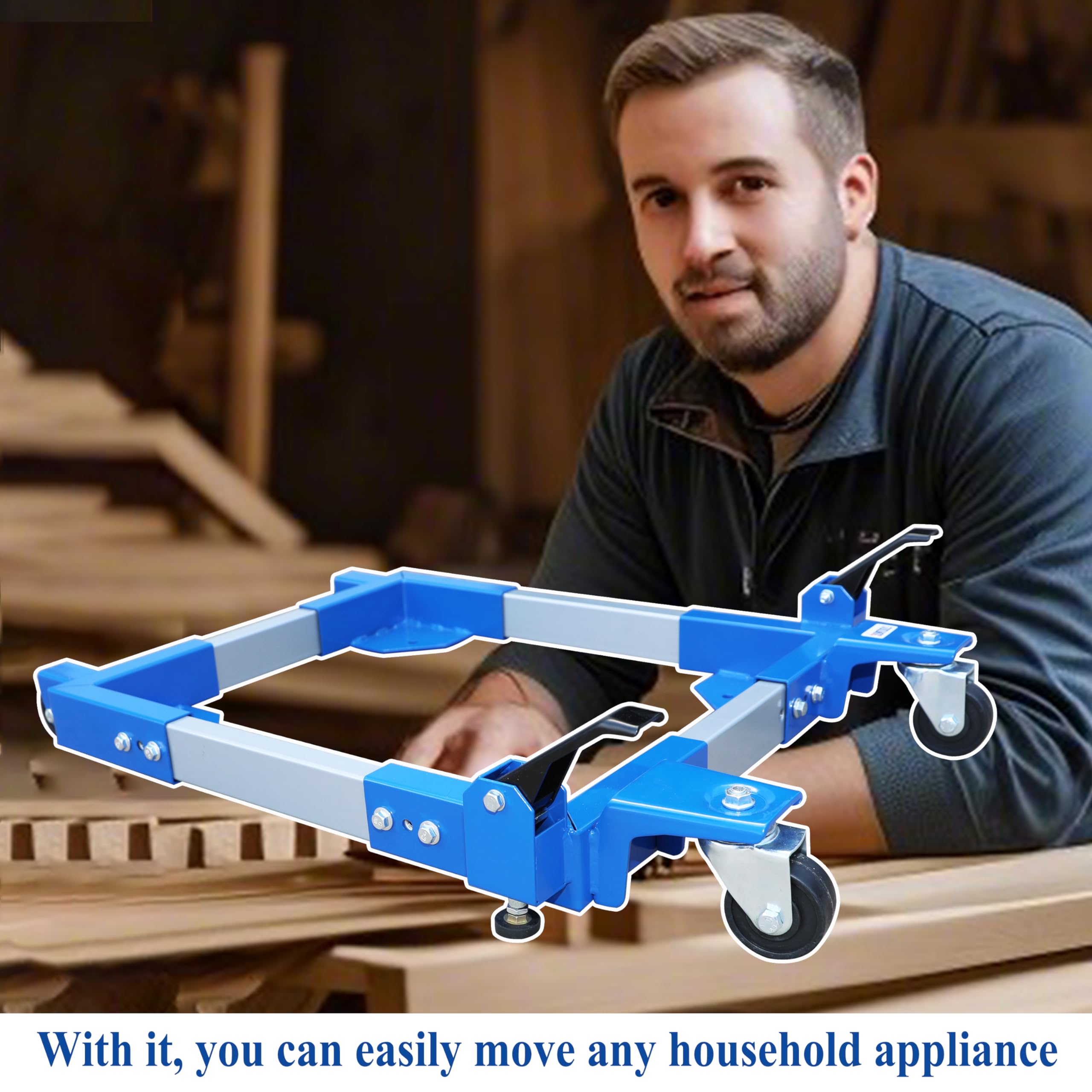 Heavy Duty Mobile Tool Base with Wheels - Adjustable Size & Locking Mechanism | Durable Metal Construction for Shop Equipment Stand | Perfect for Garage, Workshop & Industrial Use