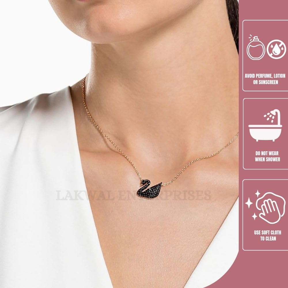 Rose Gold Plated Black Duck Pendant Necklace for Women - 2 Pack Elegant Jewelry Gift for Her, Perfect for Valentine's Day, Birthday & Anniversary Gifts