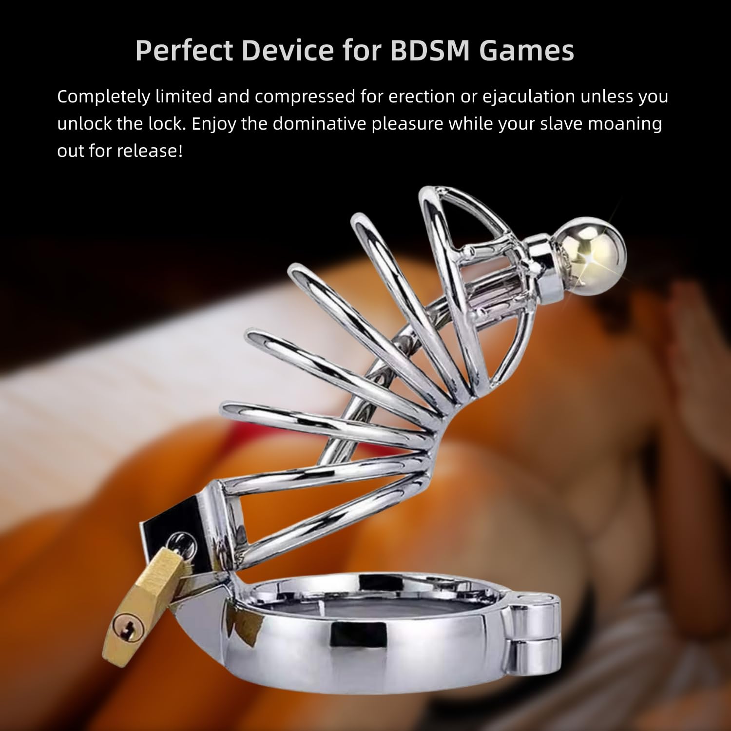 Premium Metal Male Chastity Cage with Urethral Sounds - Ergonomic Design, Adjustable S/M/L Cuffs - Secure Lock for Couples Play - BDSM, Roleplay & Long-Term Wear Adult Toy