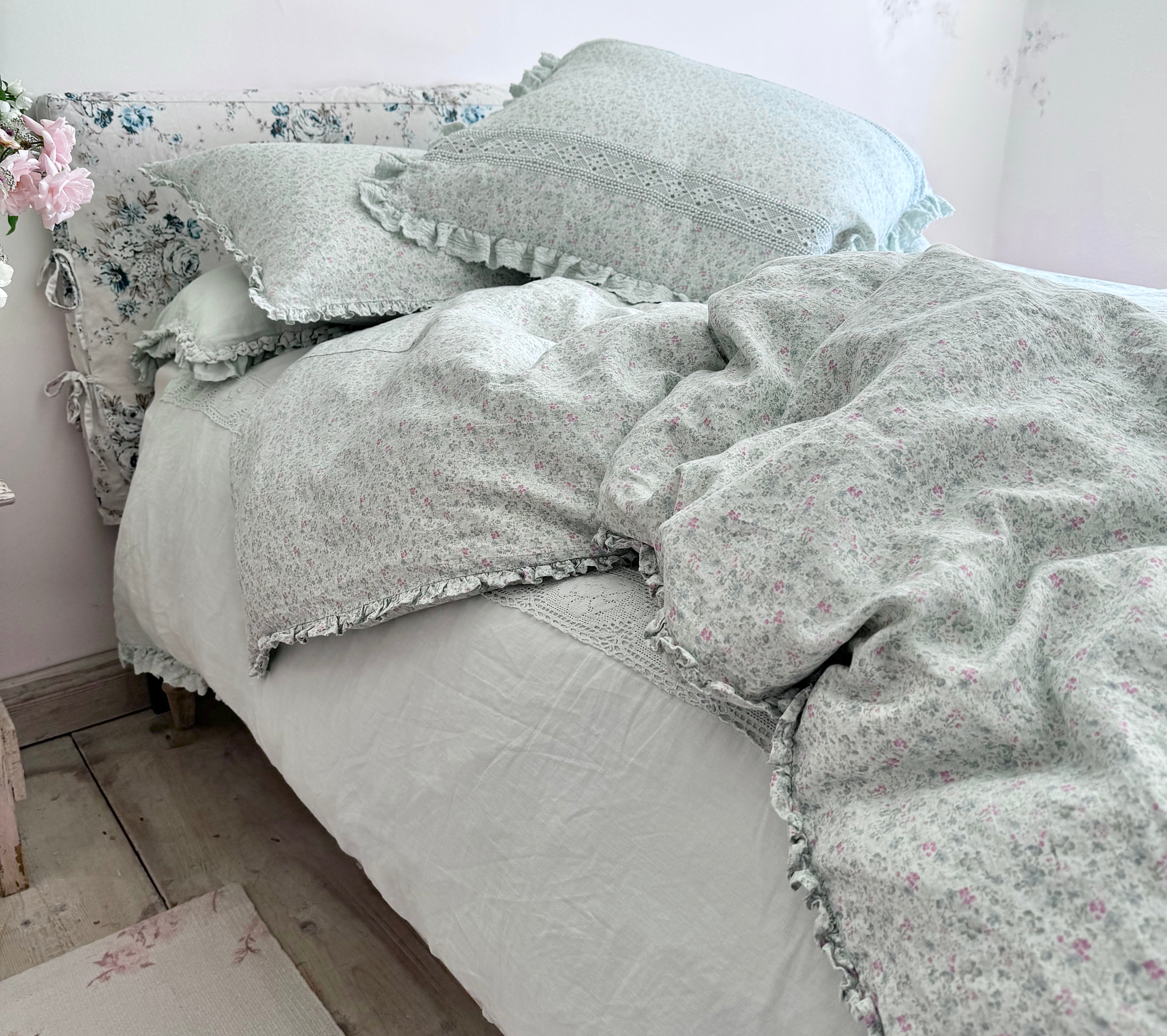 Rachel Ashwell® Petula Linen Bedding Set - Premium Soft 100% Flax Linen Sheets & Duvet Cover - Breathable Bed Linens for All Seasons - Perfect for Master Bedroom, Guest Room & Vacation Homes