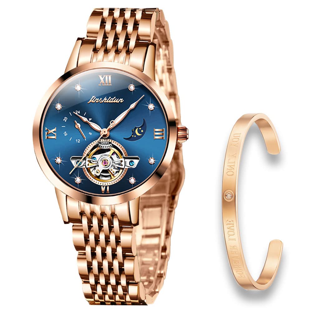 Verhux Automatic Women's Watches - Waterproof Rose Gold Mechanical Wristwatch for Women | Elegant Fashion Accessory & Perfect Gift for Her | Ideal for Daily Wear, Office, Parties & Special Occasions