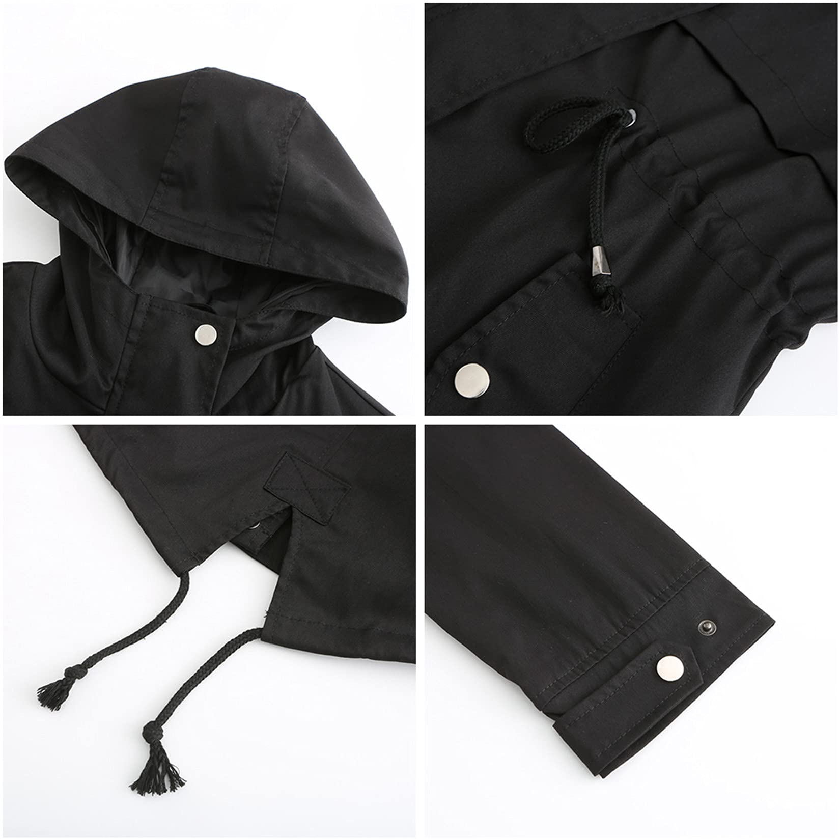 DOSLAVIDA Women's Waterproof Rain Jacket with Hood - Lightweight Windbreaker Trench Coat for Outdoor Activities, Hiking, Camping & Travel