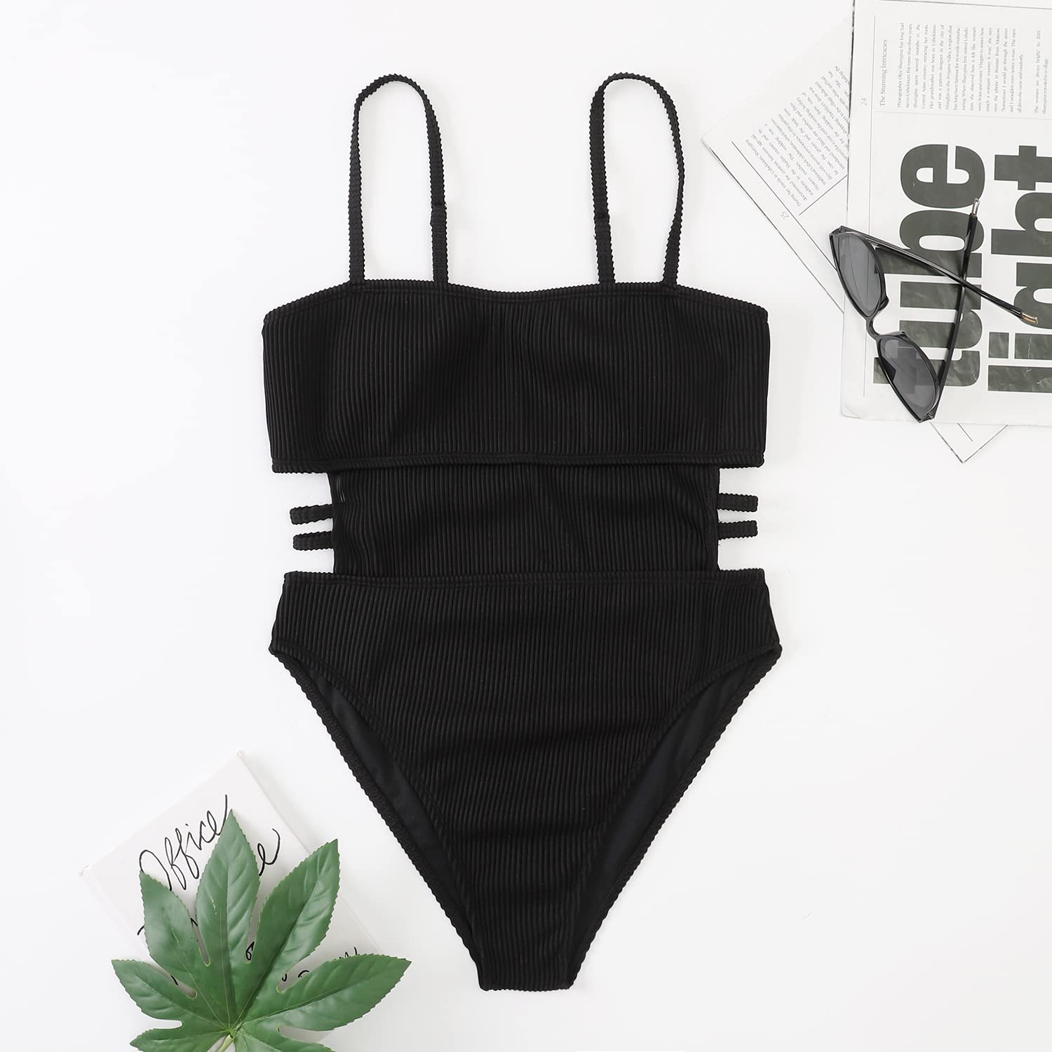 USUN Women's High Waist One Piece Swimsuit - Tummy Control Monokini Bathing Suit with Skeleton Design | Perfect for Beach Vacations, Pool Parties & Summer Getaways