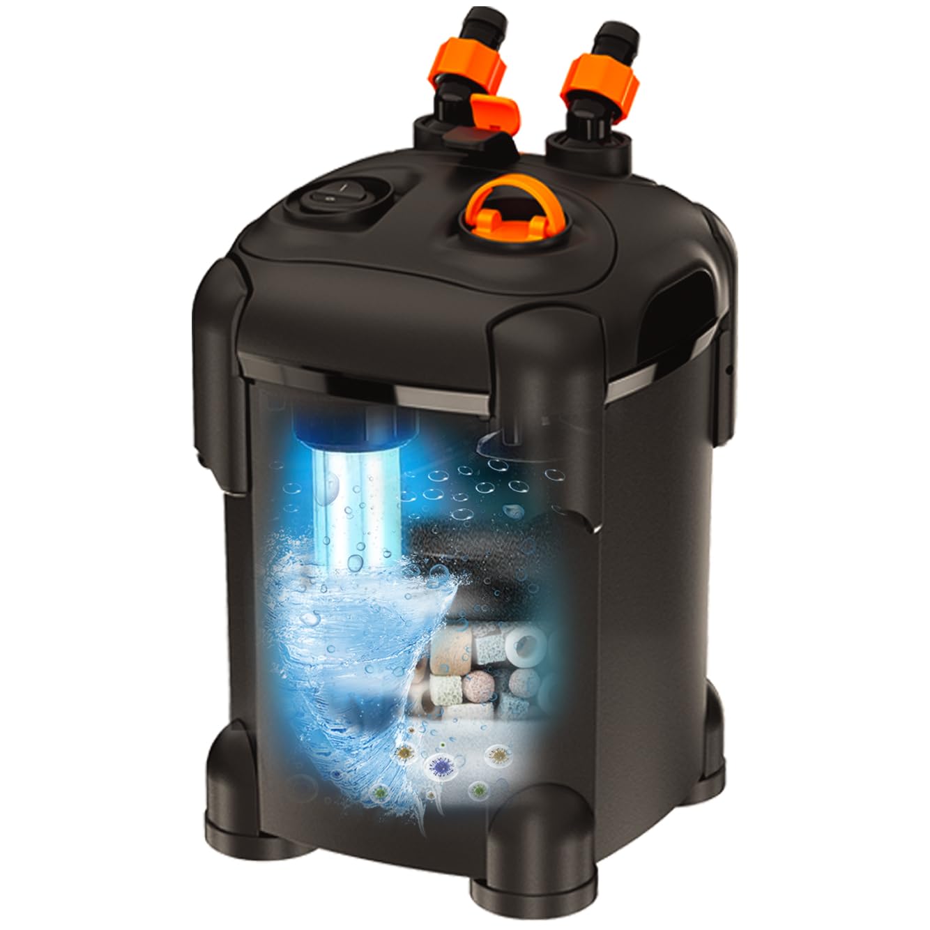 Premium Aquarium Canister Filter with UV Sterilizer - Ultra Quiet External Fish Tank Filter for Crystal Clear Water (172GPH, Up to 30 Gallon) - Perfect for Freshwater Tanks, Turtle Habitats & Planted Aquariums