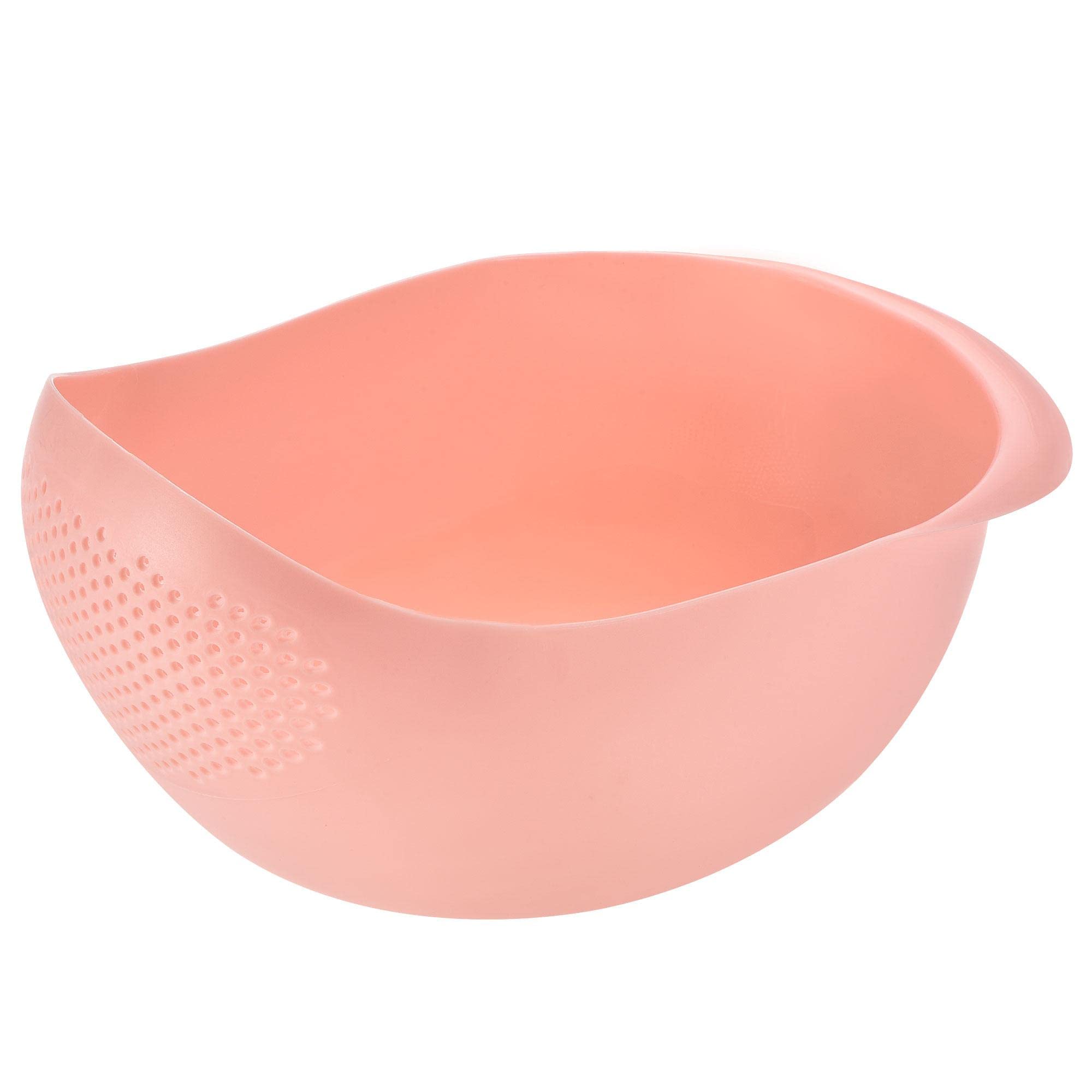 uxcell Plastic Rice Wash Sieve - Multi-Purpose Kitchen Colander for Washing Rice, Fruits & Vegetables - Pink Drain Basket Strainer - Perfect for Asian Cooking, Meal Prep & Healthy Eating