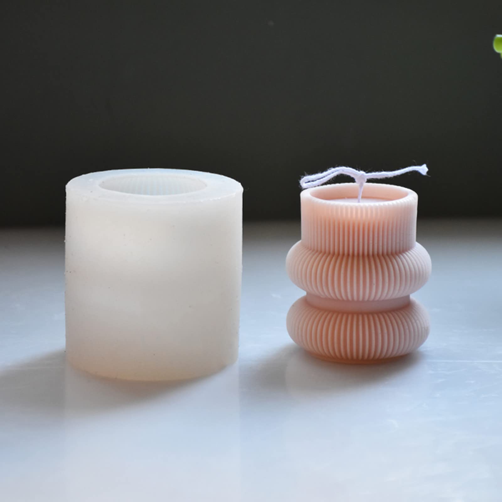 Geometric Striped Barrel Candle Silicone Mold for Pillar Candles, Soap, Fondant, Chocolate, Cake Baking, Plaster, Clay & Resin Epoxy - Perfect for DIY Crafts, Home Decor & Gift Making