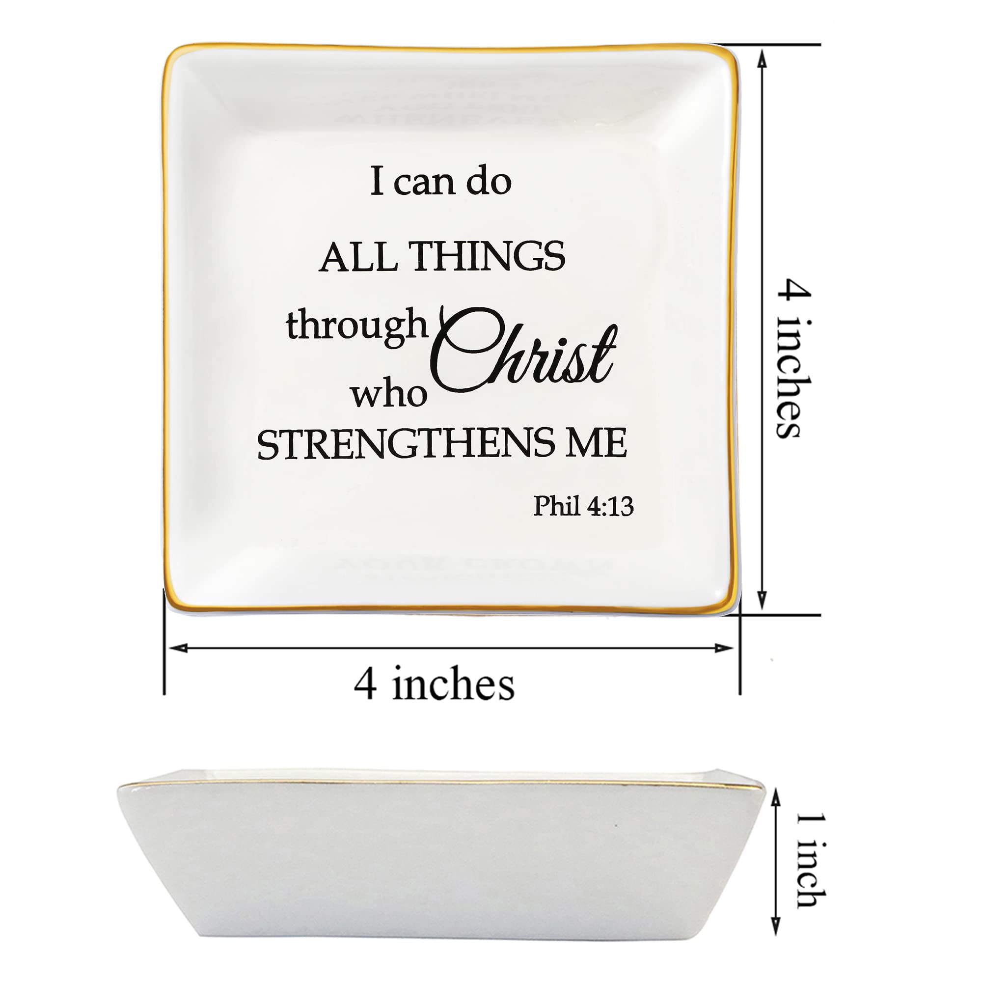 JoycuFF Inspirational Christian Jewelry Gift Set - Religious Trinket Dish Tray for Women & Teens - Perfect for Birthdays, Thanksgiving & Christmas - Bible Verse Home Decor & Faith-Based Gift Idea