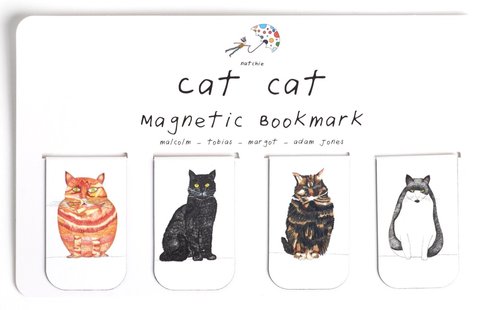 Natchie Magnetic Cat Bookmarks for Books - Fun & Adorable Reading Accessories for Cat Lovers