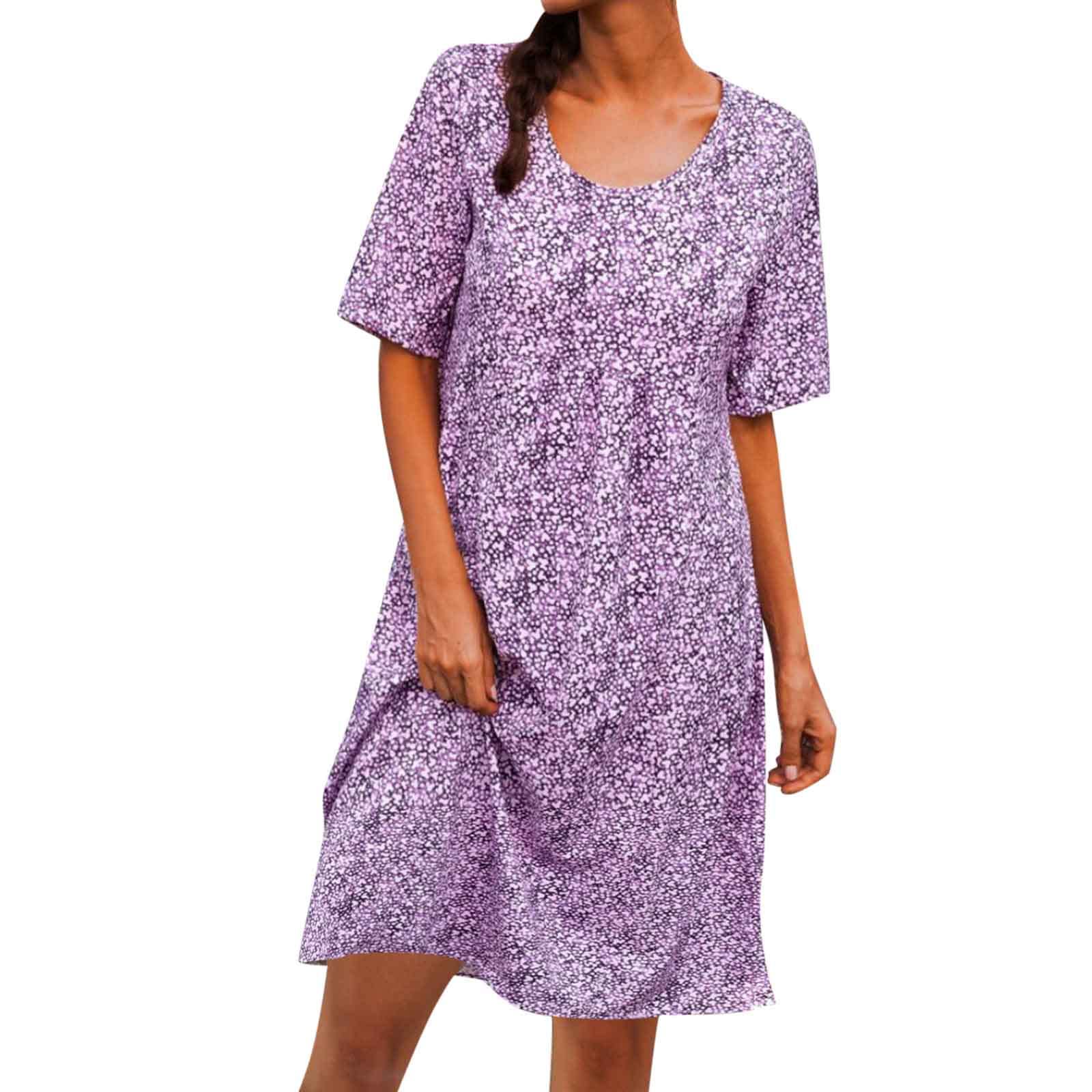 DGTVVR Women's Maxi Sun Dress - Casual Short Sleeve Crew Neck Printed Summer Beach Dress for Ladies | Perfect for Vacations, Pool Parties & Outdoor Events