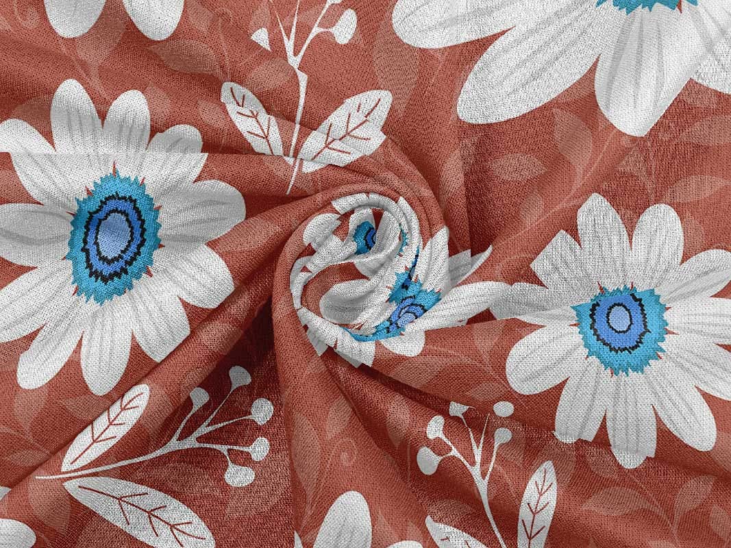 oneOone Rayon Orange Floral Printed Fabric by The Yard - 56 Inch Wide for DIY Clothing, Dresses, Skirts & Home Decor Sewing Projects