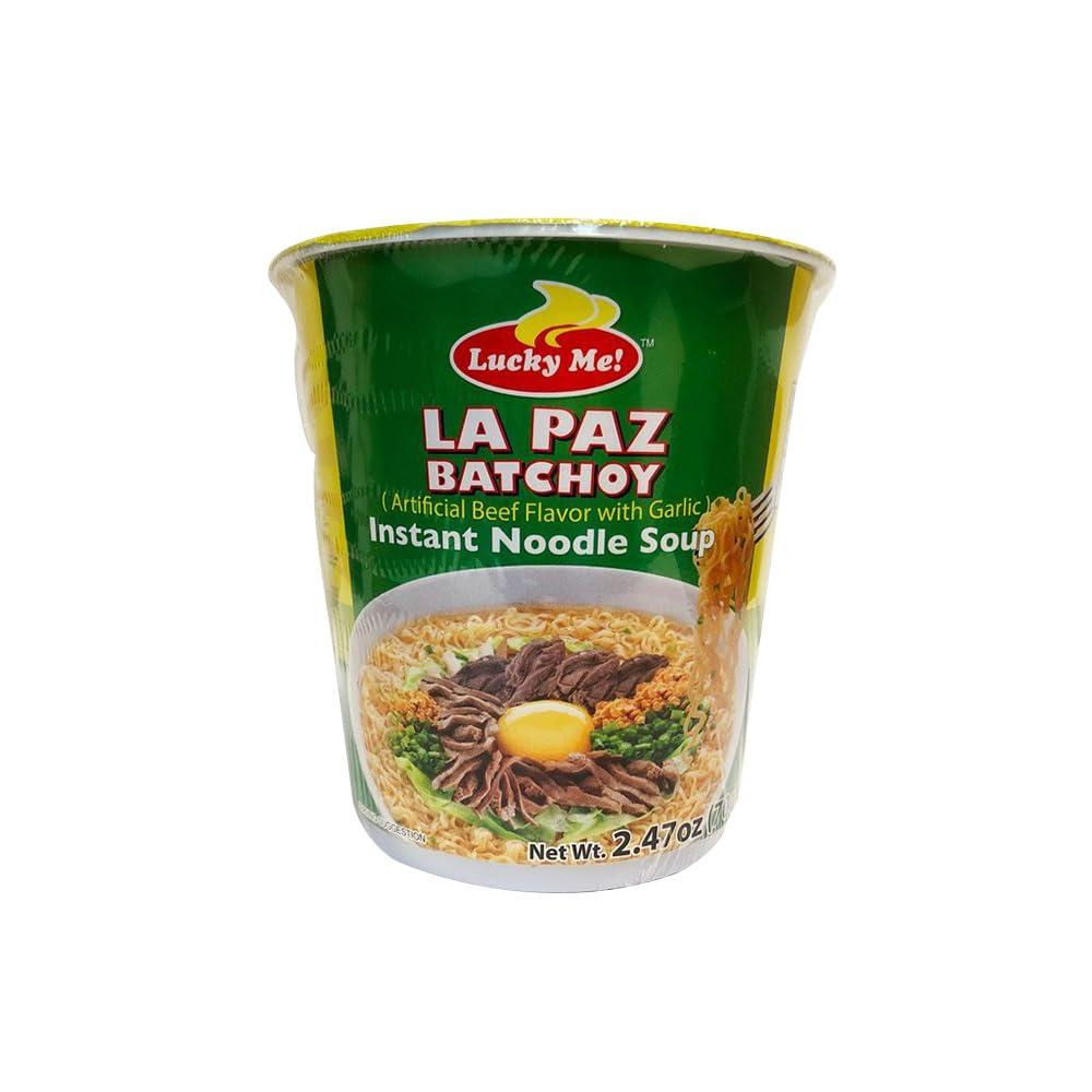 Lucky Me! Cup Noodle Soup - La Paz Batchoy Flavor (70g, Pack of 3) | Quick & Easy Instant Noodles for Office Lunch, College Dorm Meals & Emergency Food Supply