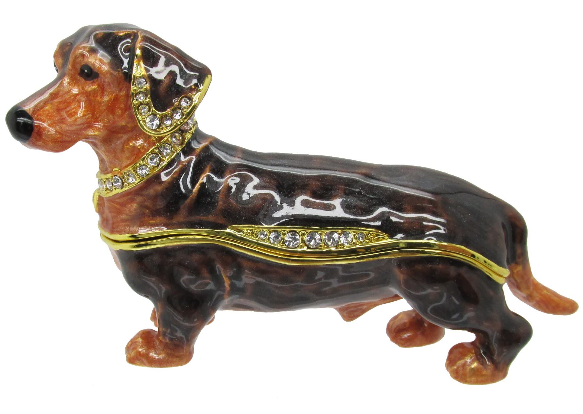 RUCINNI Dachshund Jeweled Trinket Box - Brown Dog-Shaped Decorative Storage Box for Jewelry, Rings & Small Treasures - Perfect Gift for Pet Lovers & Home Decor