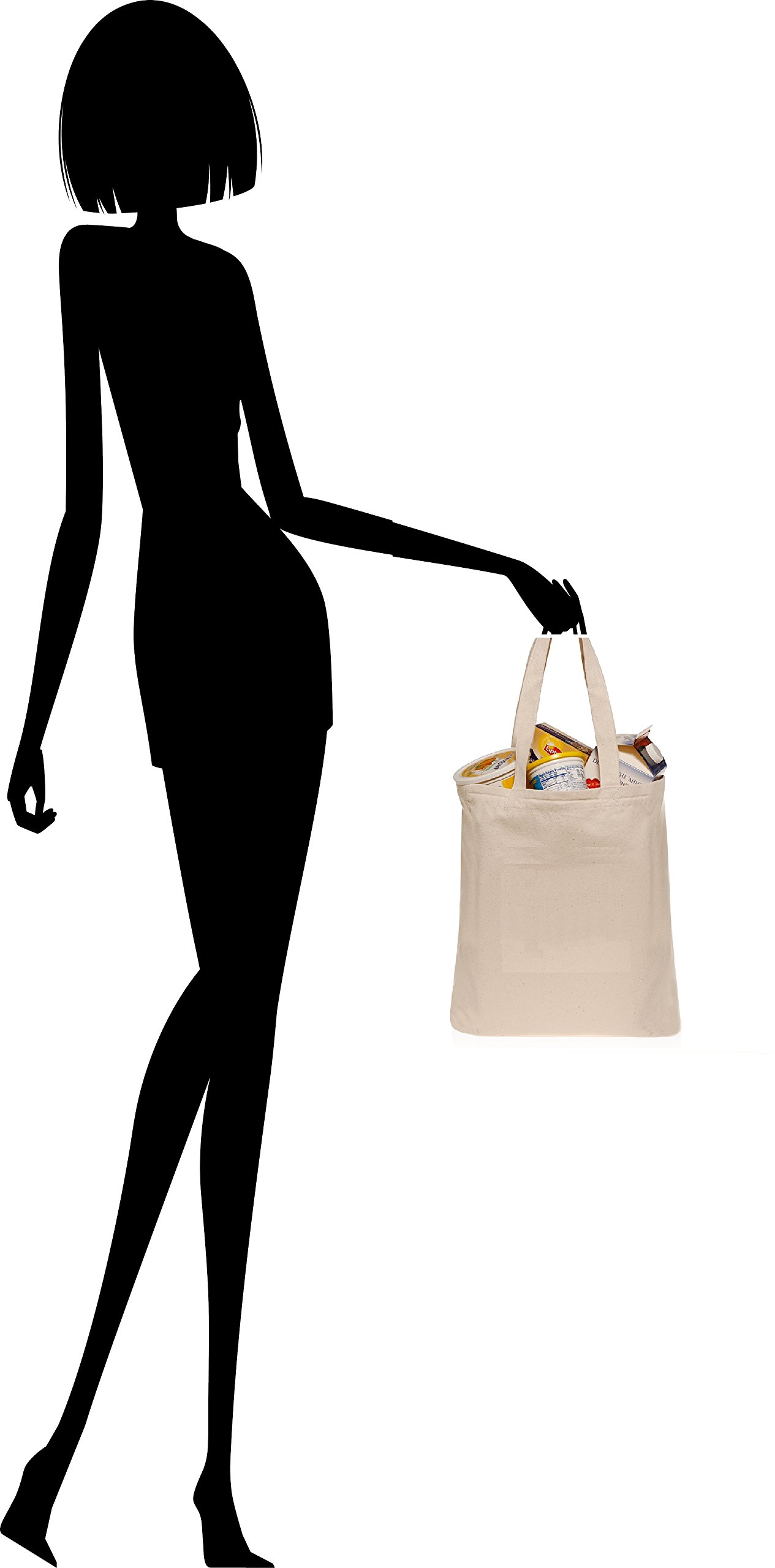 Wholesale Bulk 25/50/100 Pack Reusable Cotton Tote Bags - Eco-Friendly Shopping Grocery Bags for Promotional Gifts, DIY Crafts, Party Favors & Everyday Use (Natural, 50 Pack)