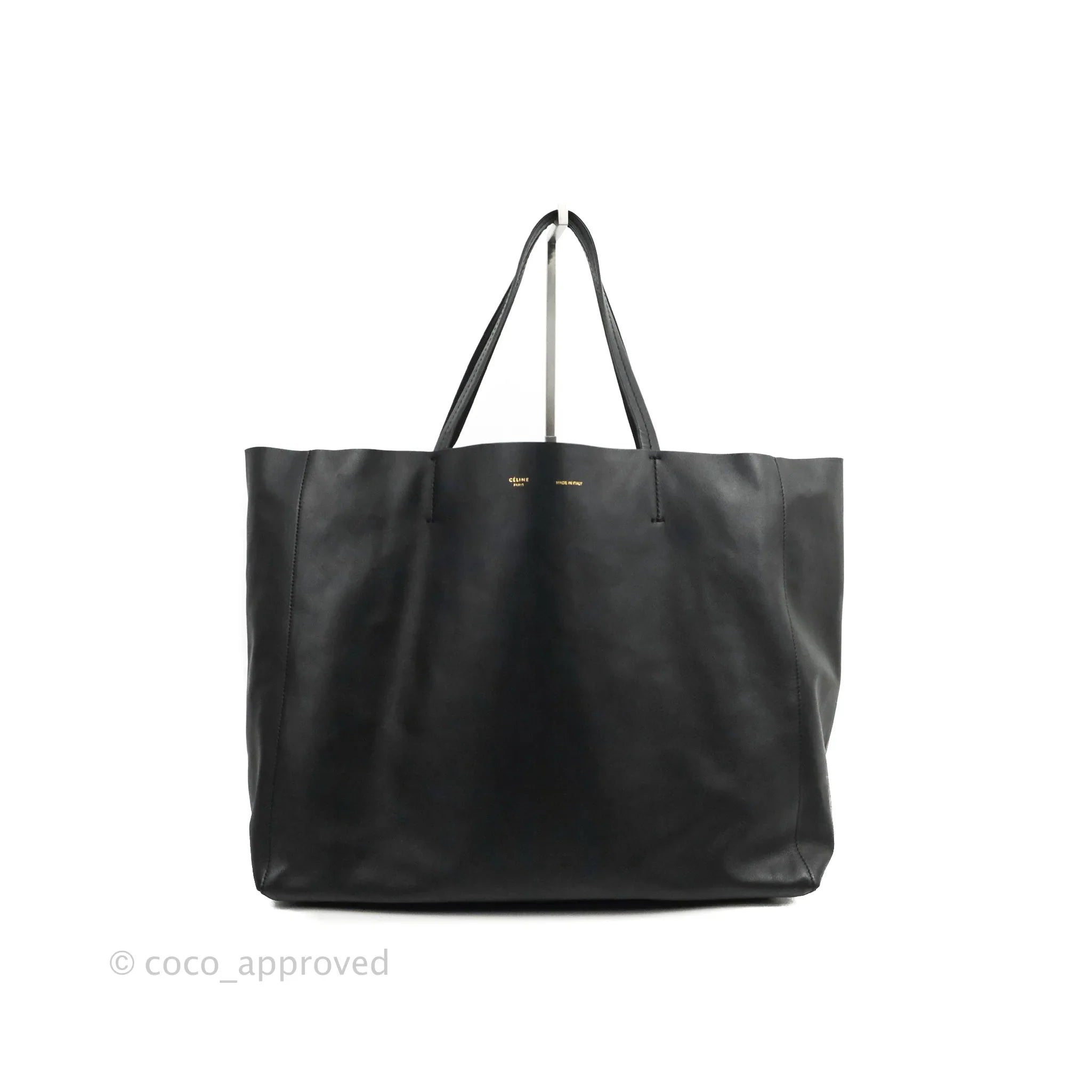 Celine Large Horizontal Cabas Tote Bag in Black Calfskin Leather - Perfect for Work, Travel & Everyday Luxury Handbag