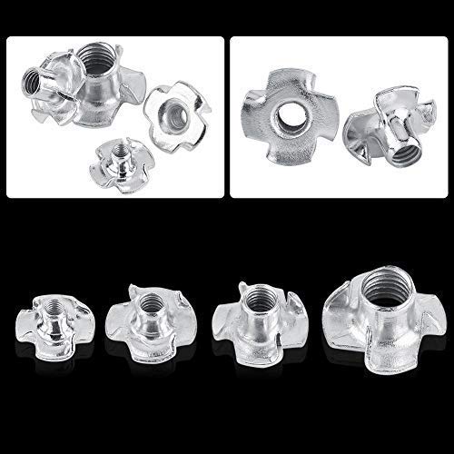 M8 Furniture T Nuts - Zinc Plated Carbon Steel 4-Prong Tee Nuts for Woodworking & Furniture Assembly (Pack of 30) - Perfect for DIY Projects, Cabinet Making, and Furniture Repair