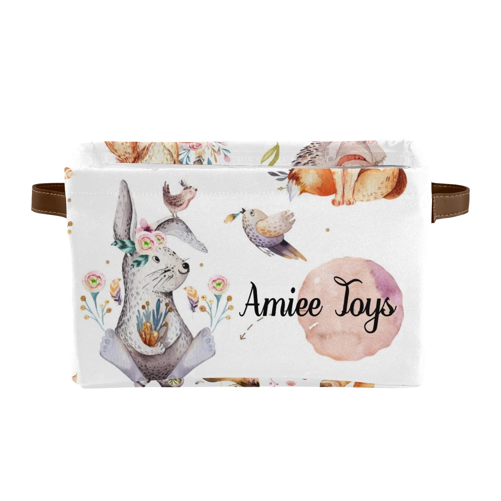 Personalized Woodland Forest Animals Storage Box - Large Custom Decorative Bin for Toys, Bathroom, Nursery, Home & Kitchen Organization - Perfect for Closet Shelves & Kids Room Storage (1 Pack)