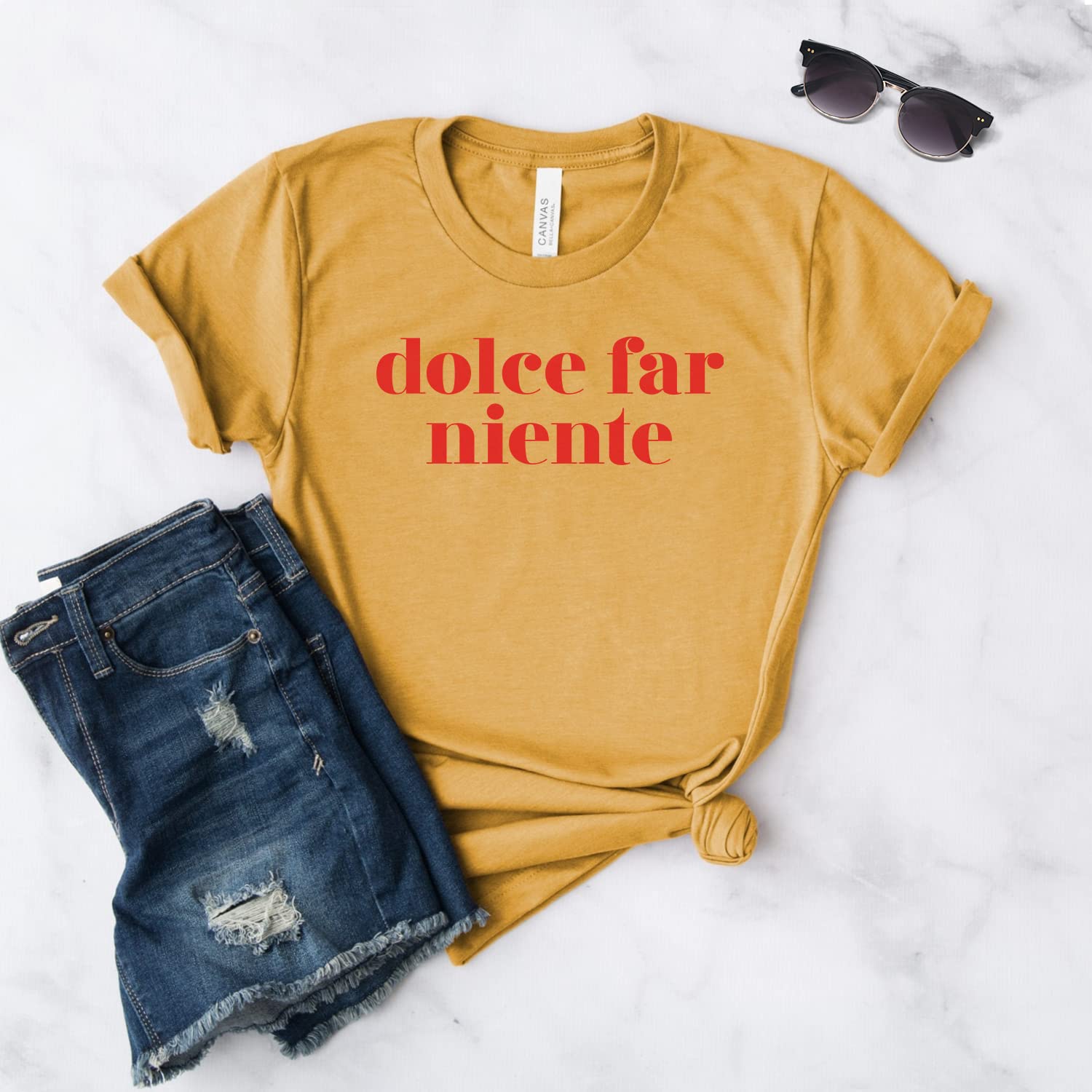 Softstyle Unisex Dolce Far Niente Italian Travel T-Shirt - Comfortable Amore & Ciao Saying Tee for Men & Women - Perfect Italy-Themed Gift for Vacation, Date Night & Casual Wear