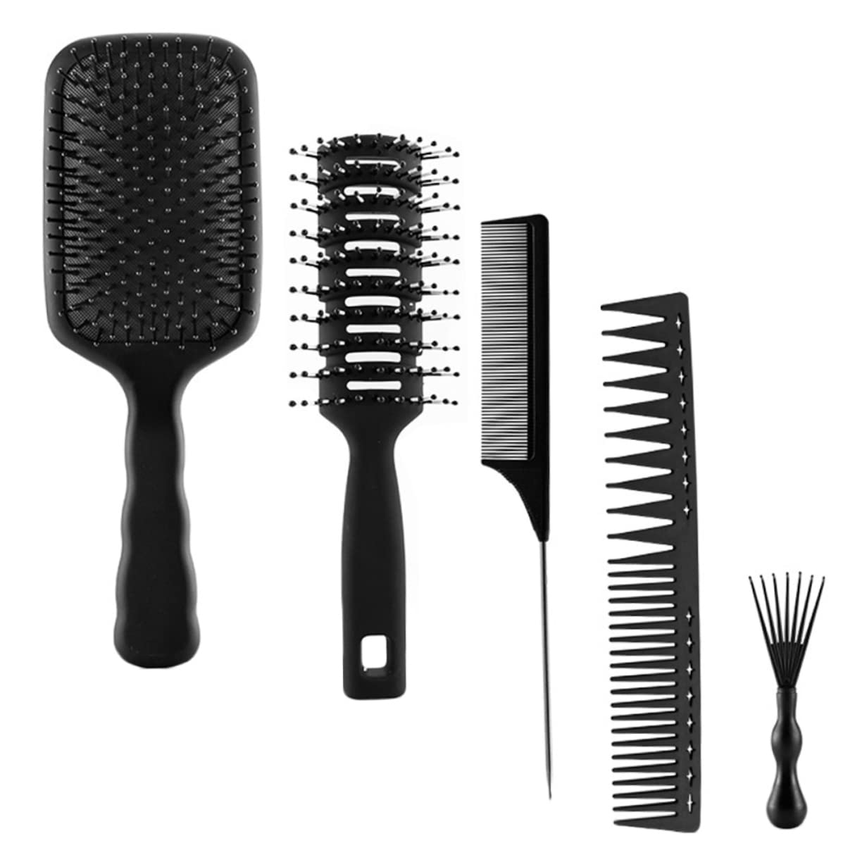 Minkissy 5-Piece Hair Comb Set - Teasing Comb, Styling Comb, Pintail Comb, Parting Comb & Massage Comb for Hair Styling, Cutting & Volumizing - Perfect for Salon, Home & Travel Use