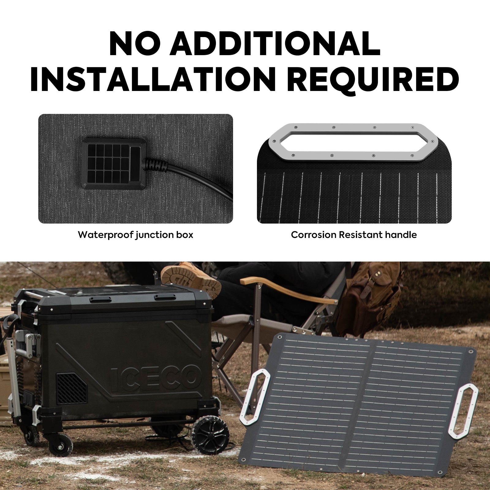80W Foldable Solar Panel with High Efficiency - Portable Solar Charger for Camping, Hiking, RV & Outdoor Adventures | ICECO
