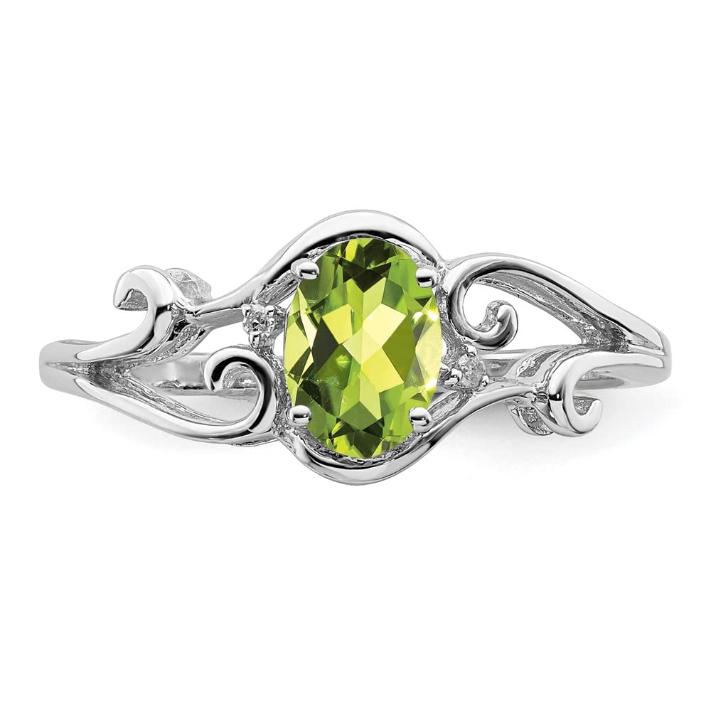 925 Sterling Silver Oval Peridot & Diamond Ring for Women | Elegant Fine Jewelry Gift for Her | Perfect for Anniversaries, Birthdays & Special Occasions
